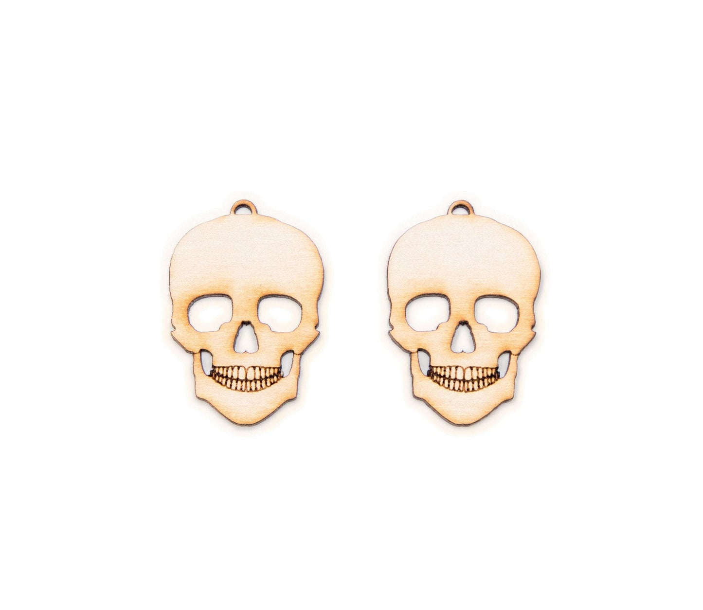Skull Earrings Blank Wood Cutouts - Laser Cut Unfinished Craft Shape - Multiple Sizes