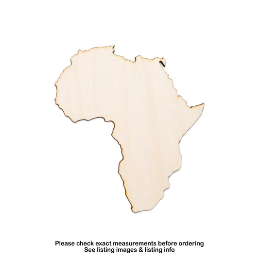 Africa Wood Cutout - Laser Cut Unfinished Craft Shape - Multiple Sizes