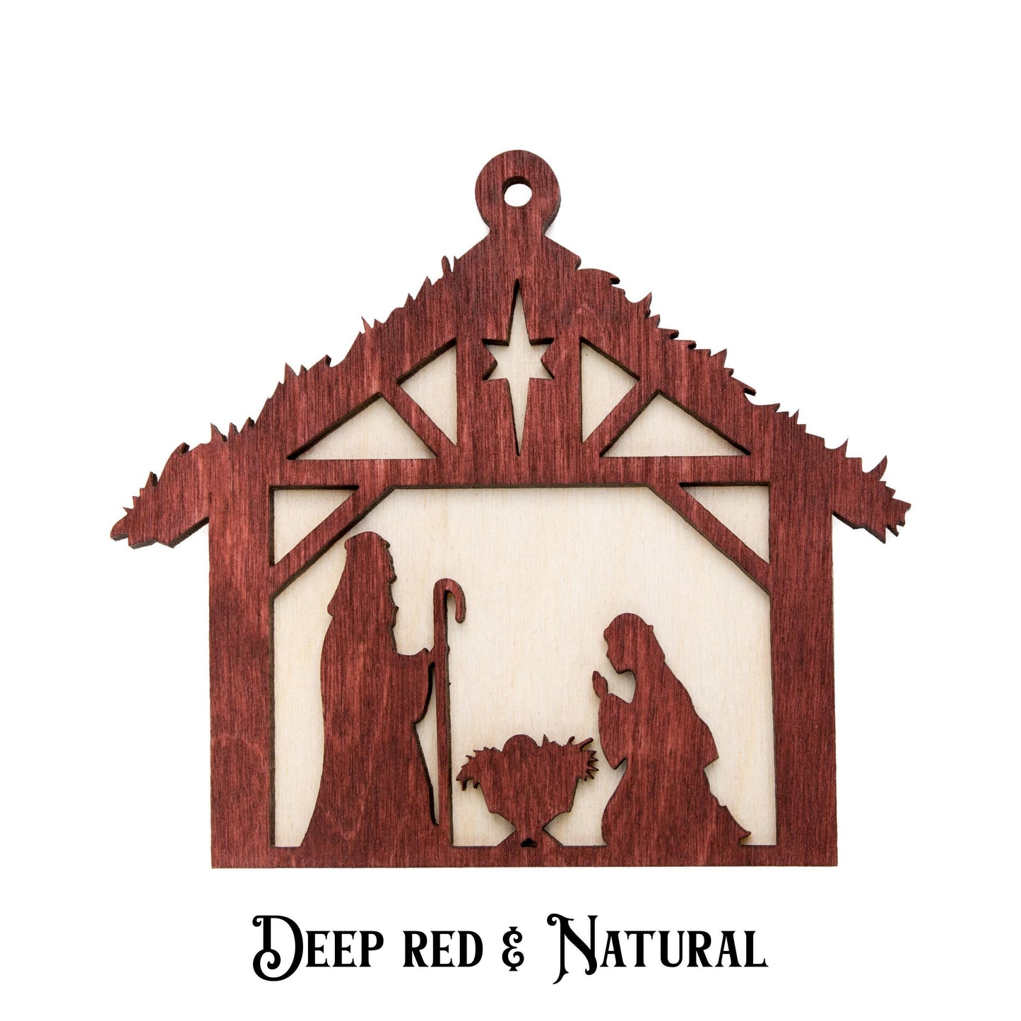 Nativity Scene Layered Multi-Colored Wood Ornament - Laser Cut Holiday Craft Shape