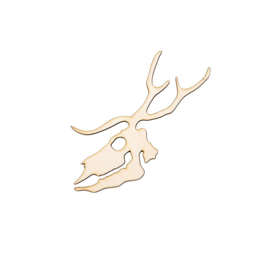 Deer Skull Wood Cutout - Laser Cut Unfinished Craft Shape - Multiple Sizes