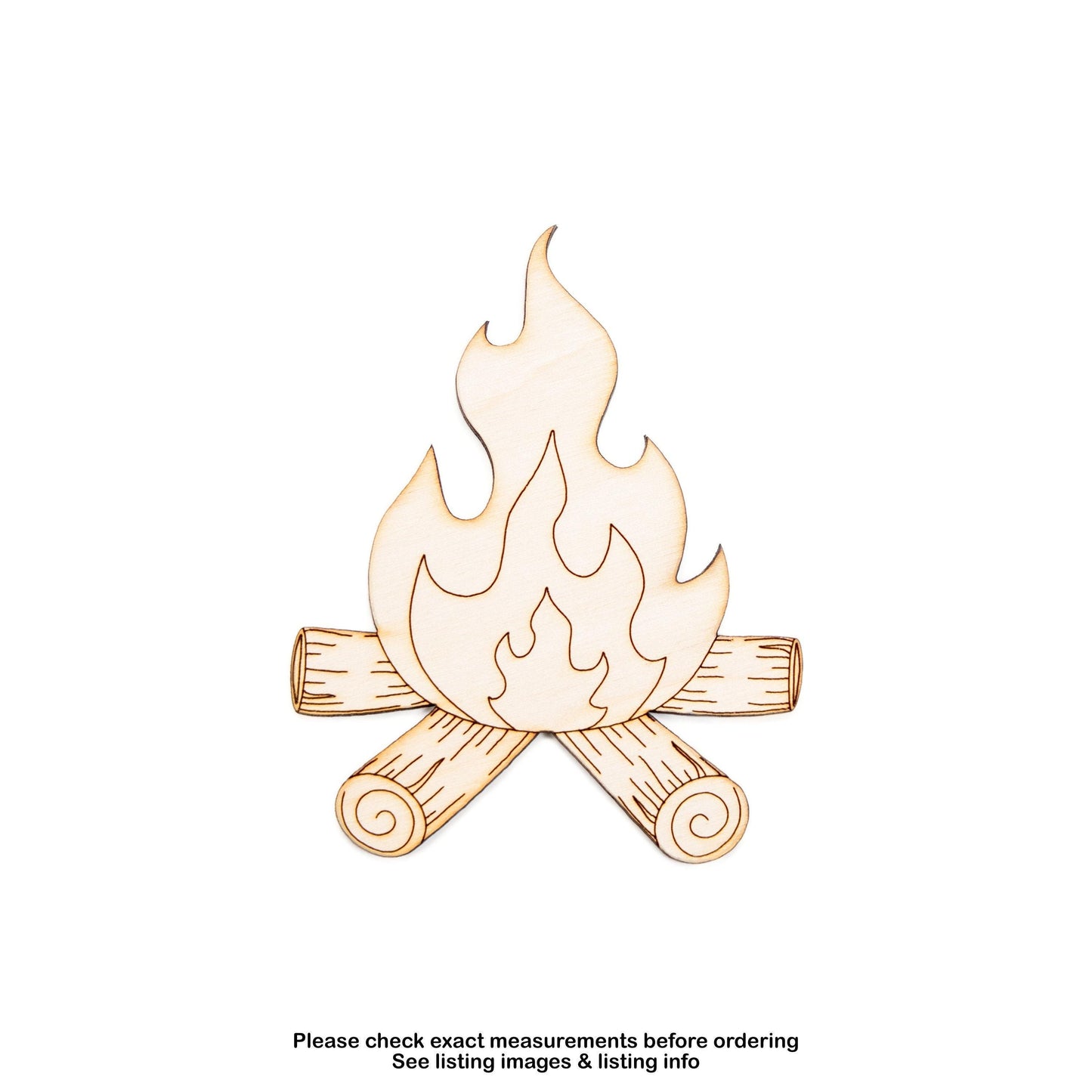Campfire Wood Cutout - Laser Cut Unfinished Craft Shape - Multiple Sizes