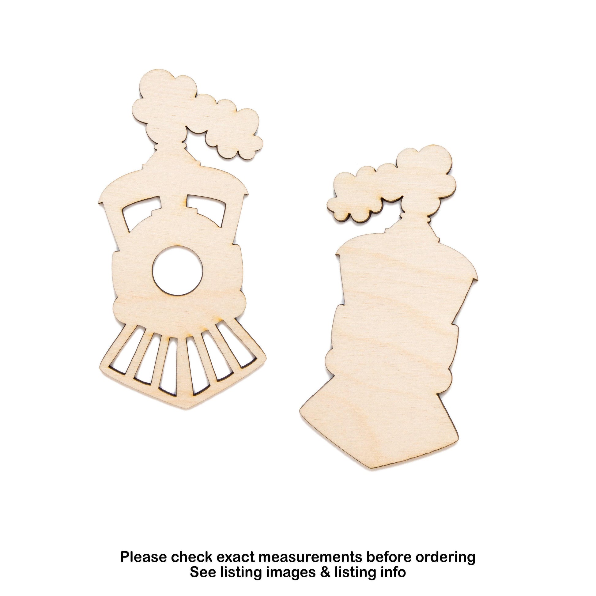 Steam Train Front View Blank Wood Cutout - Laser Cut Unfinished Craft Shape - Multiple Sizes