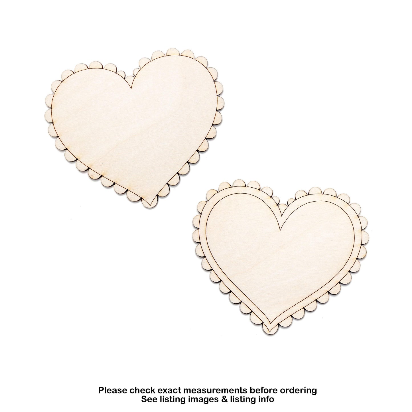 Doily Heart Wood Cutout - Laser Cut Unfinished Craft Shape - Multiple Sizes