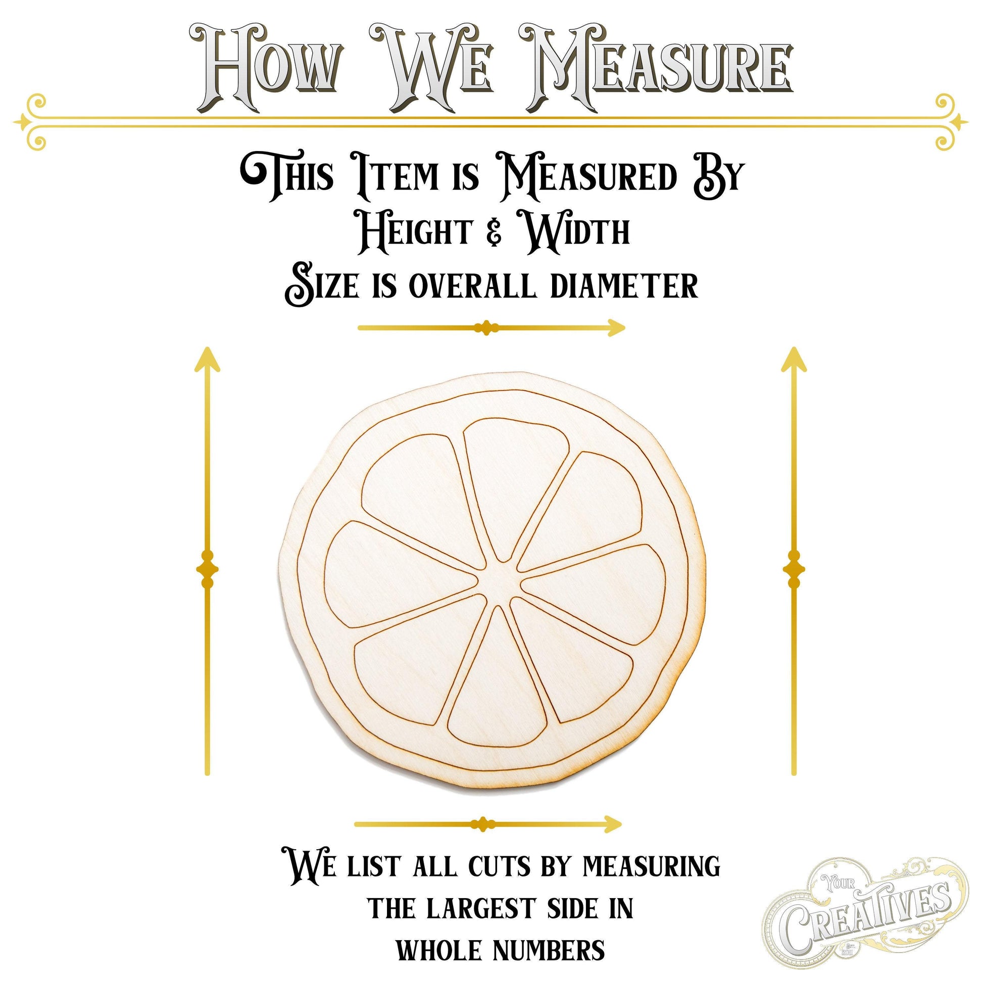 Citrus Slice Wood Cutout - Laser Cut Unfinished Craft Shape - Multiple Sizes