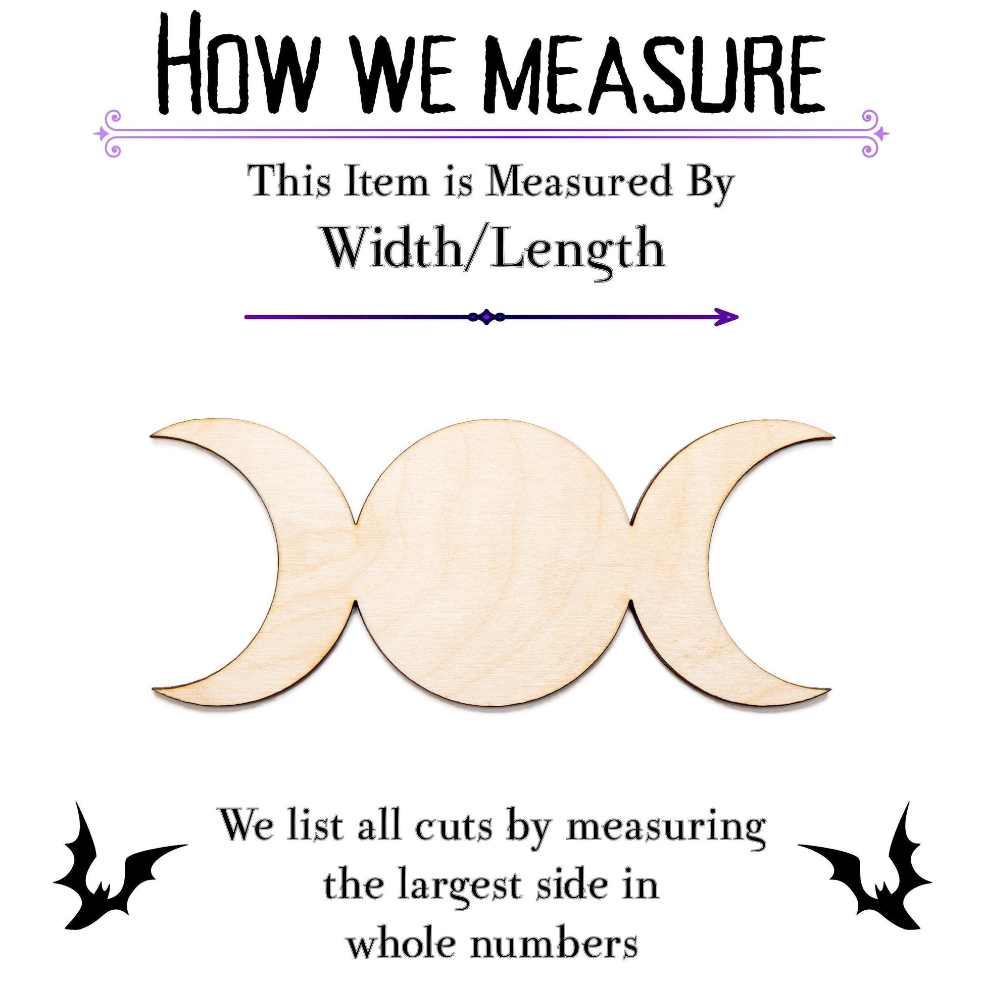 Triple Moon Blank Wood Cutout - Laser Cut Unfinished Craft Shape - Multiple Sizes