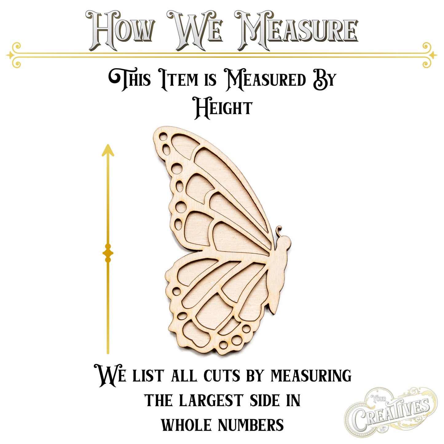 Butterfly Side Profile Layered Detailed Wood Cutout - Laser Cut Unfinished Craft Shape - Multiple Sizes