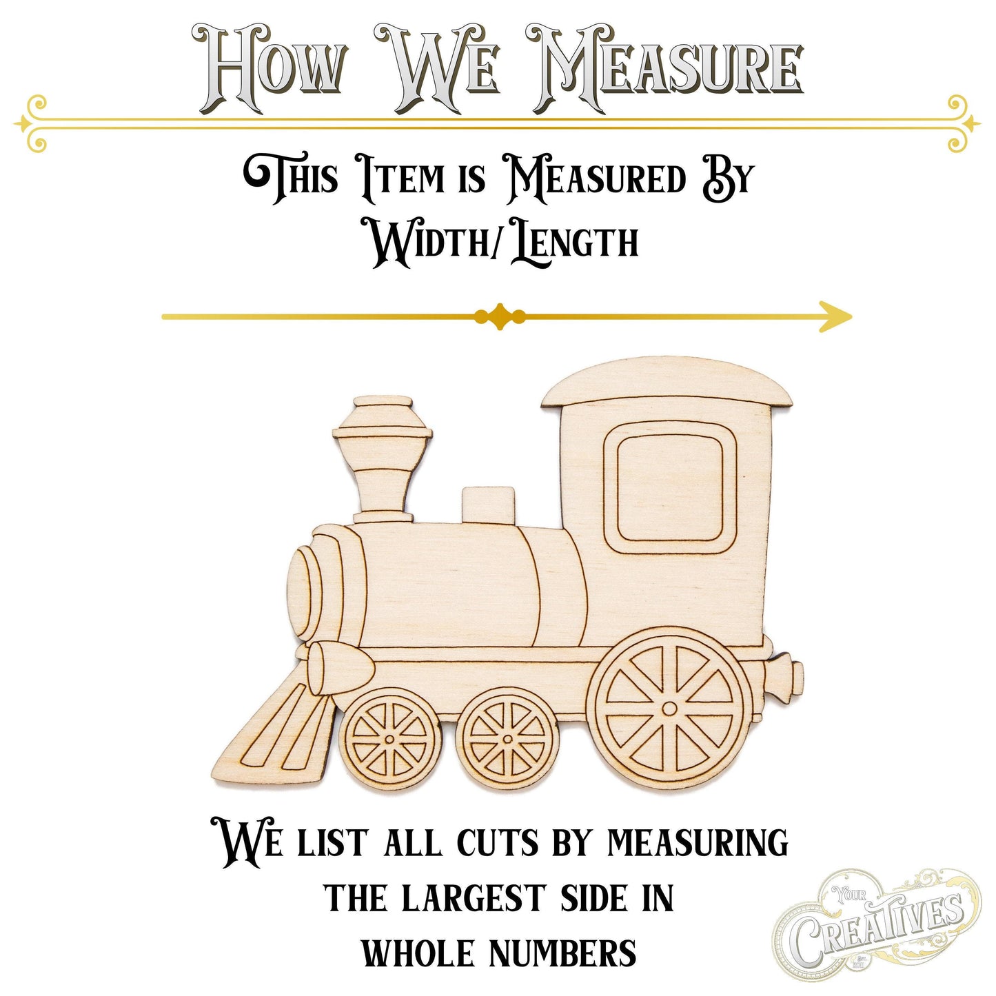Train Detailed Wood Cutout - Laser Cut Unfinished Craft Shape - Multiple Sizes