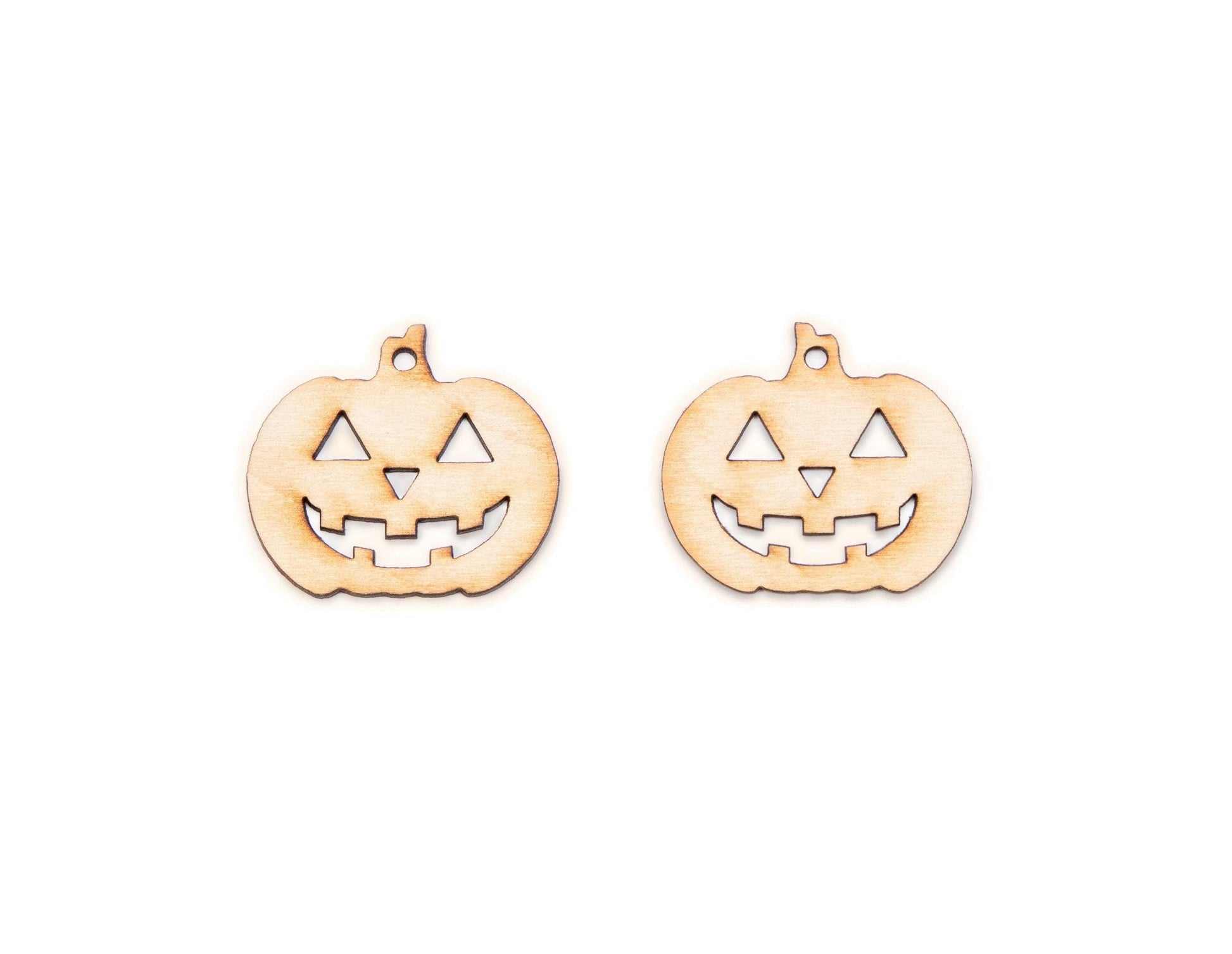 Jack O Lantern Halloween Earring Wood Cutouts - Laser Cut Unfinished Craft Shape - Multiple Sizes