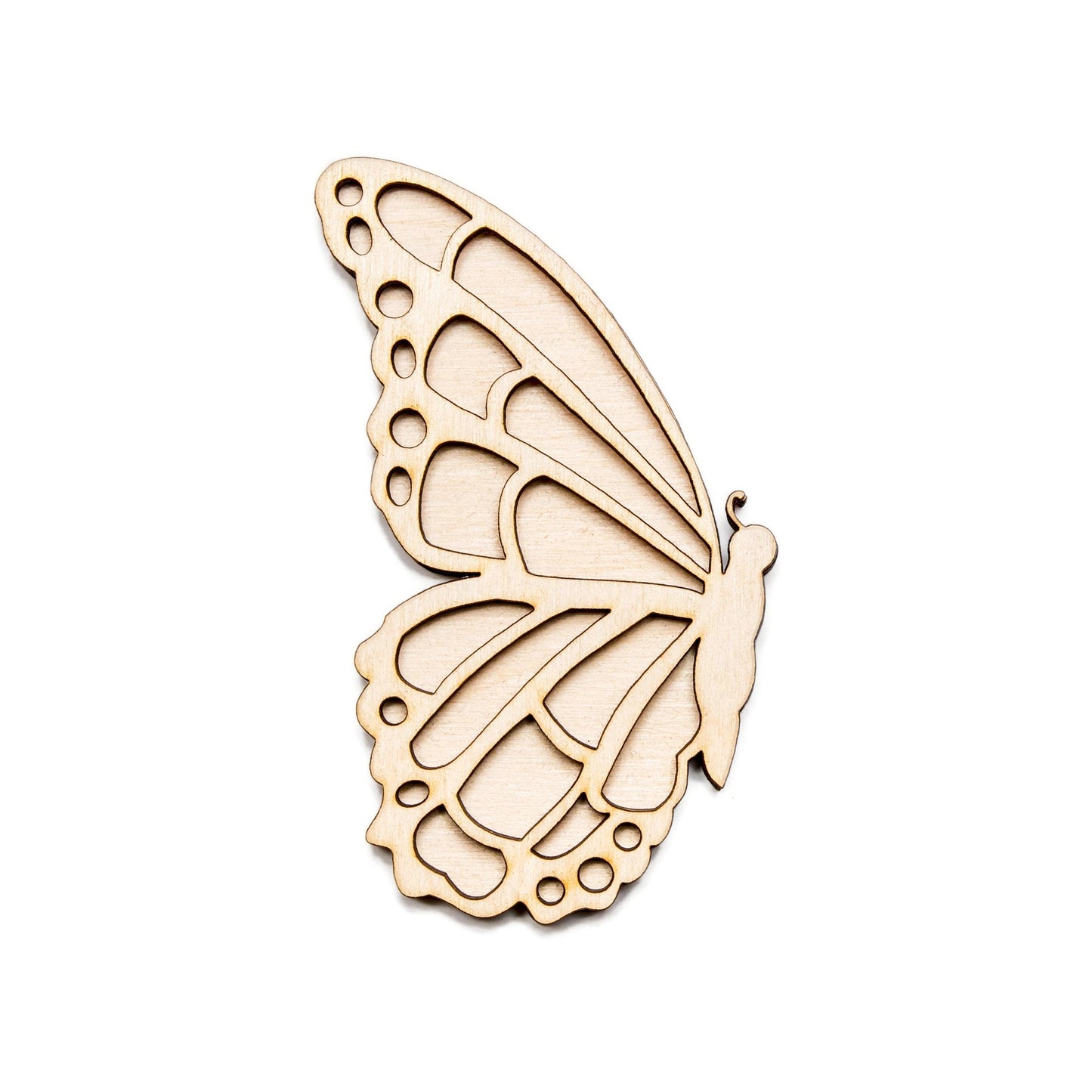 Butterfly Side Profile Layered Detailed Wood Cutout - Laser Cut Unfinished Craft Shape - Multiple Sizes