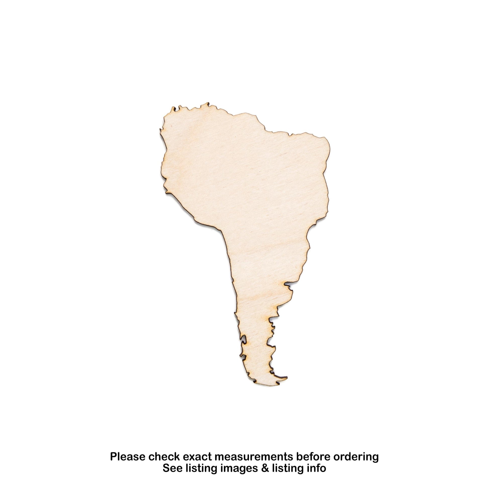 South America Wood Cutout - Laser Cut Unfinished Craft Shape - Multiple Sizes