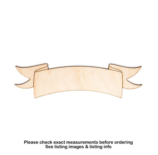 Banner Blank Wood Cutout - Laser Cut Unfinished Craft Shape - Multiple Sizes
