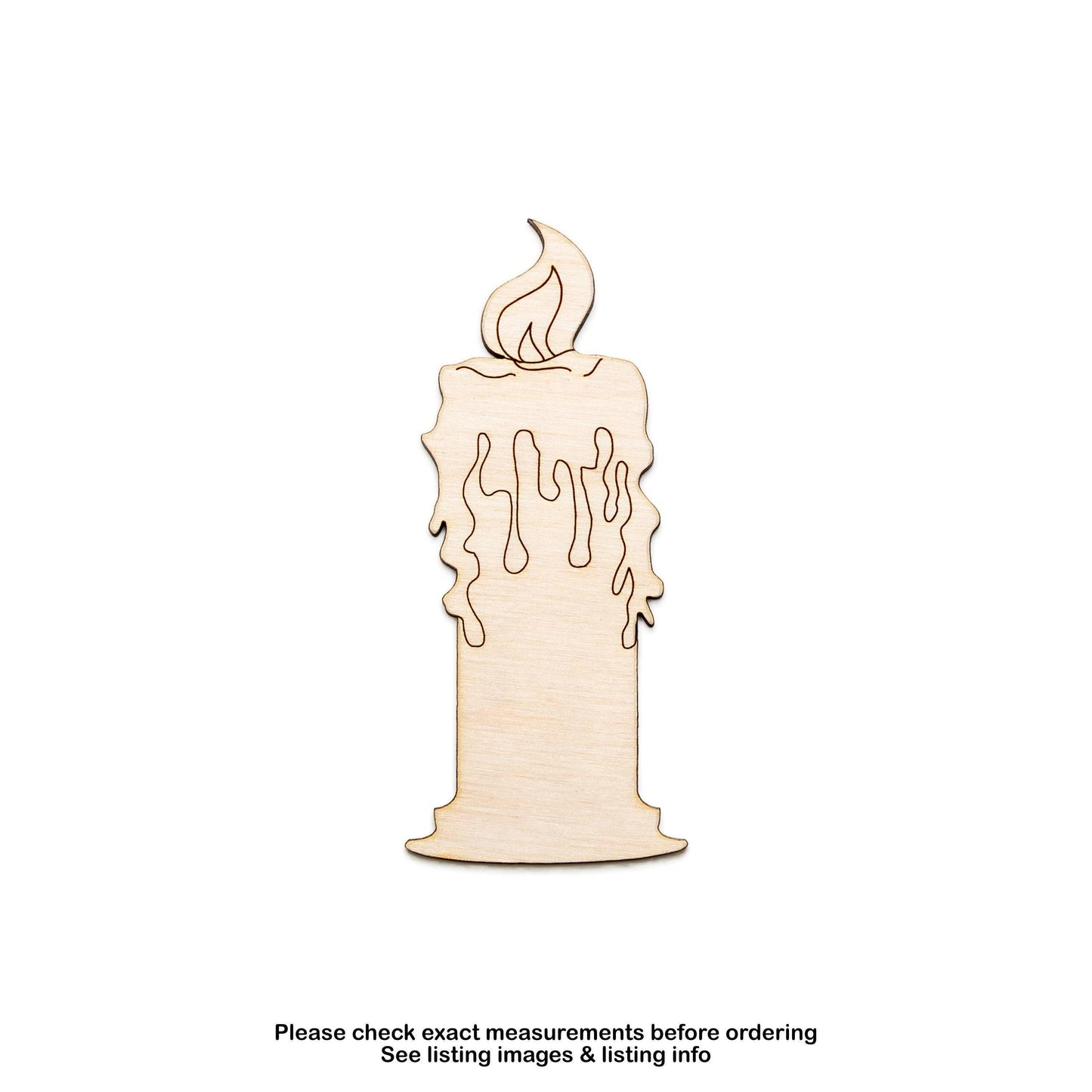 Lit Candle Detailed Wood Cutout - Laser Cut Unfinished Craft Shape - Multiple Sizes