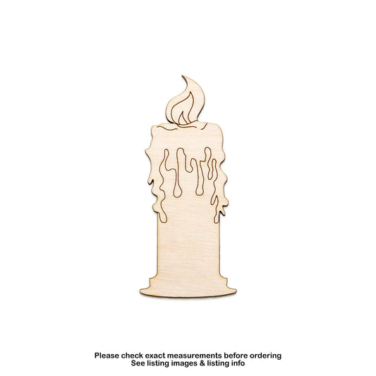 Lit Candle Detailed Wood Cutout - Laser Cut Unfinished Craft Shape - Multiple Sizes