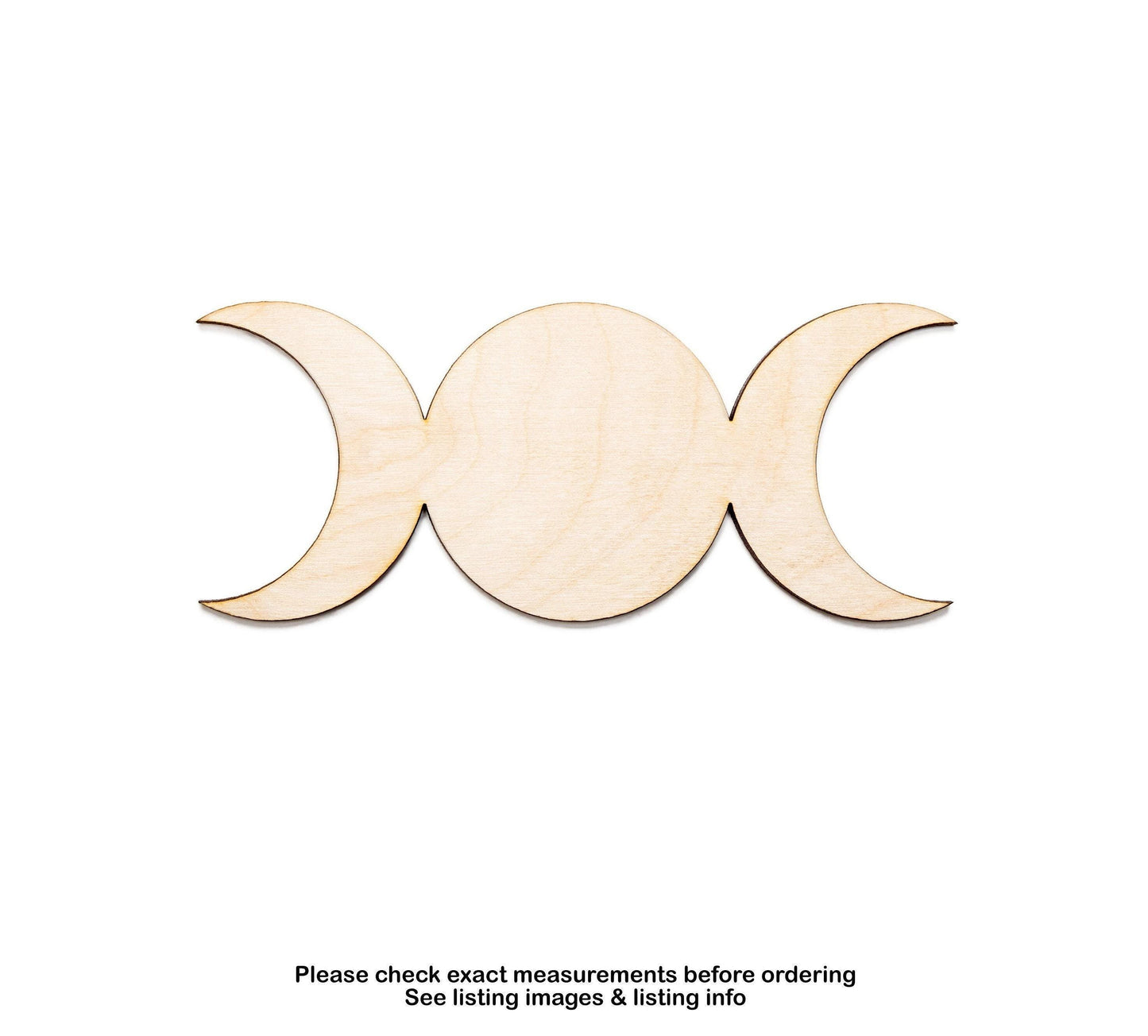 Triple Moon Blank Wood Cutout - Laser Cut Unfinished Craft Shape - Multiple Sizes