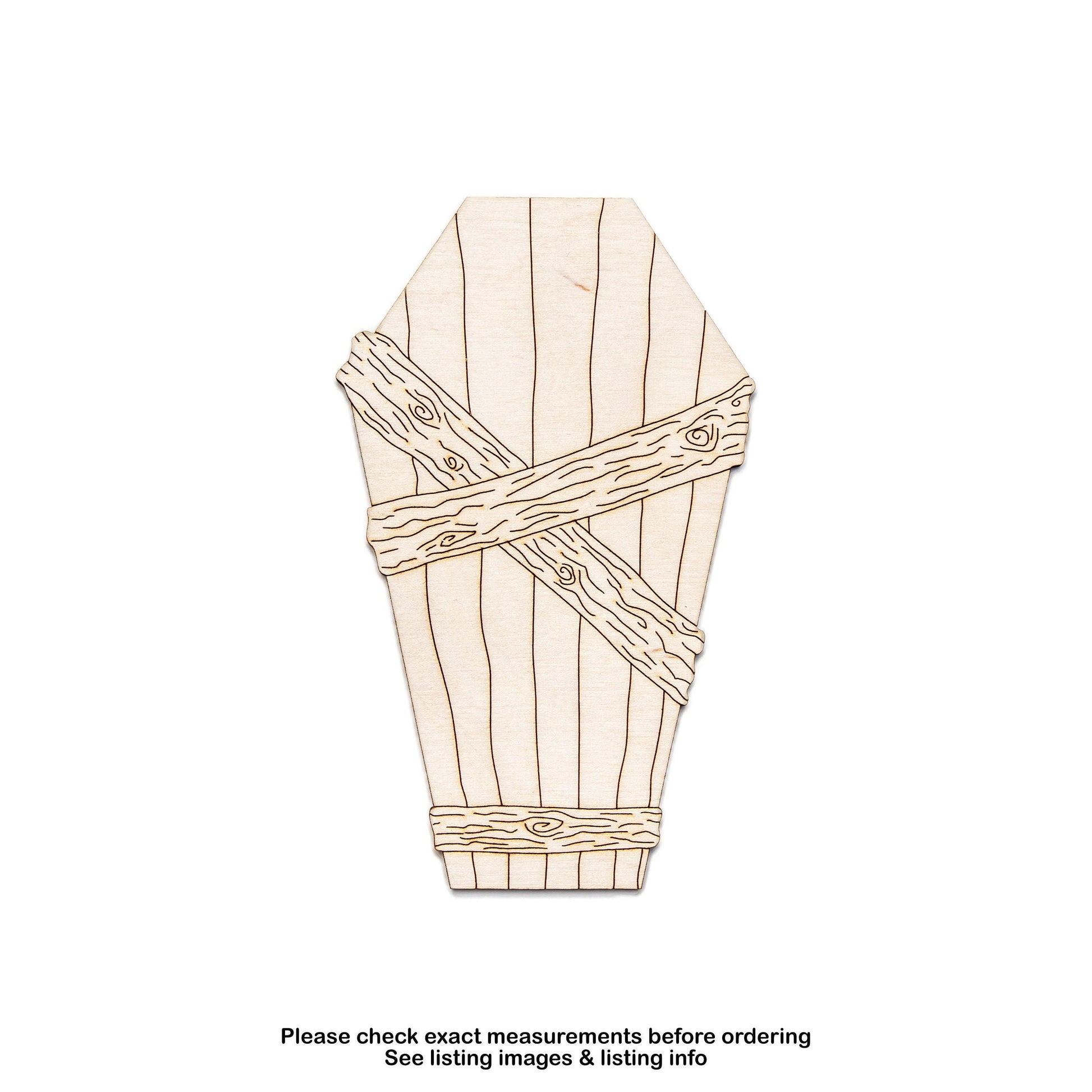 Sealed Coffin Wood Cutout - Laser Cut Unfinished Craft Shape - Multiple Sizes