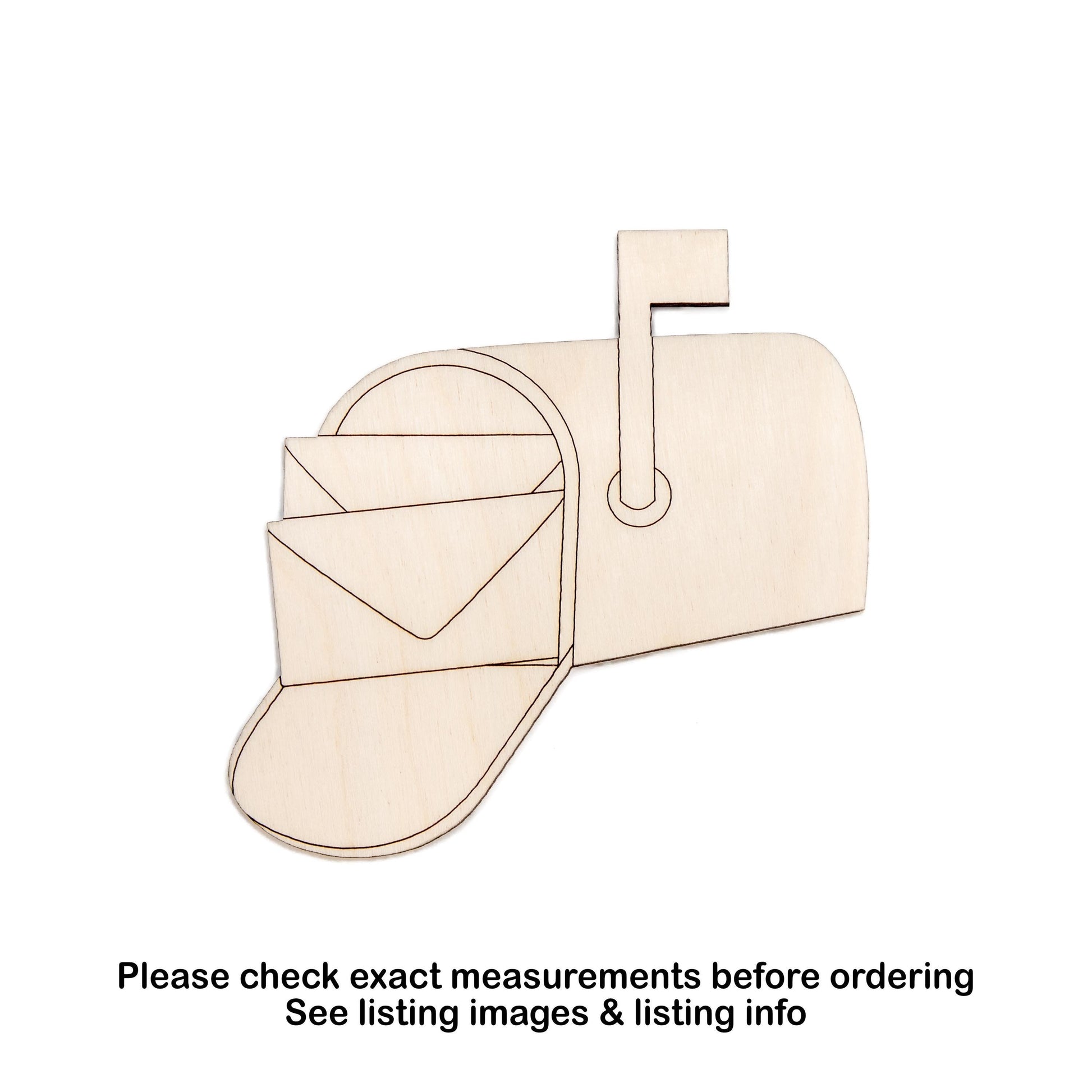 Mailbox Open Wood Cutout - Laser Cut Unfinished Craft Shape - Multiple Sizes