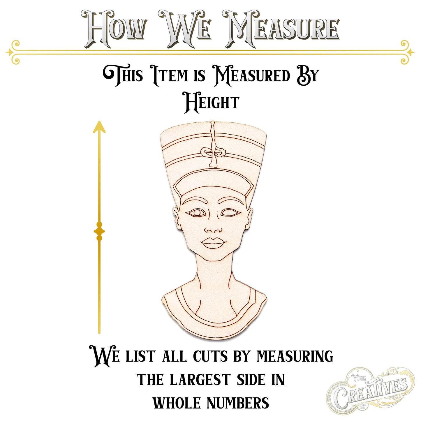 Nefertiti Detailed Wood Cutout - Laser Cut Unfinished Craft Shape - Multiple Sizes