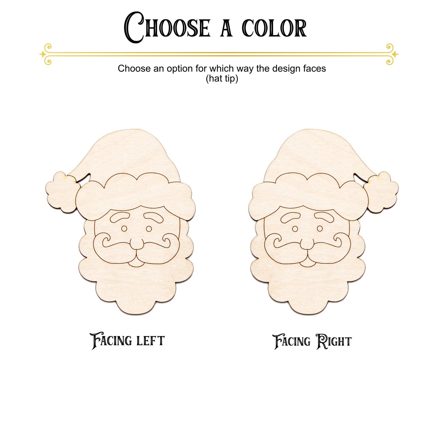 Santa Claus Head Wood Cutout - Laser Cut Unfinished Craft Shape - Multiple Sizes