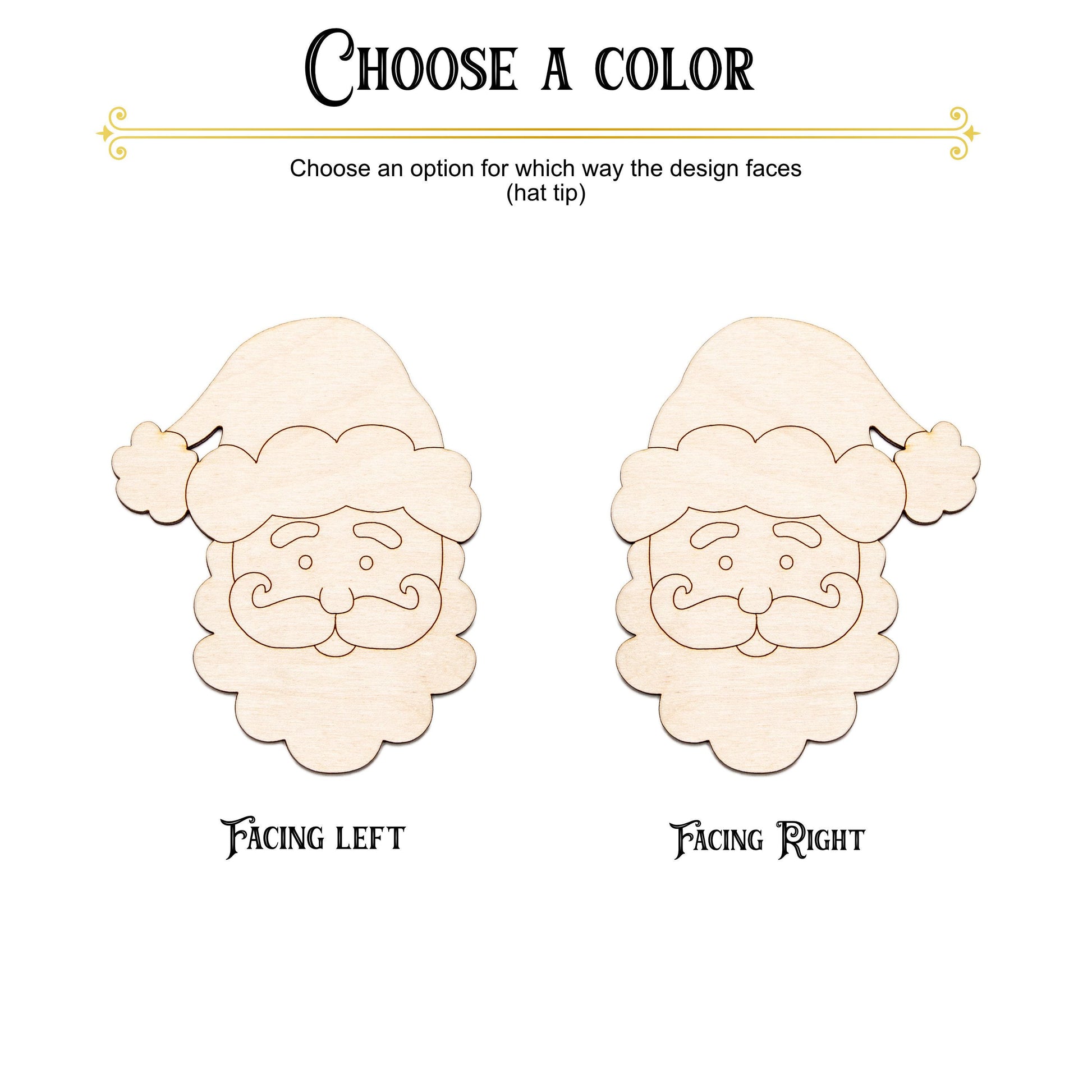 Santa Claus Head Wood Cutout - Laser Cut Unfinished Craft Shape - Multiple Sizes