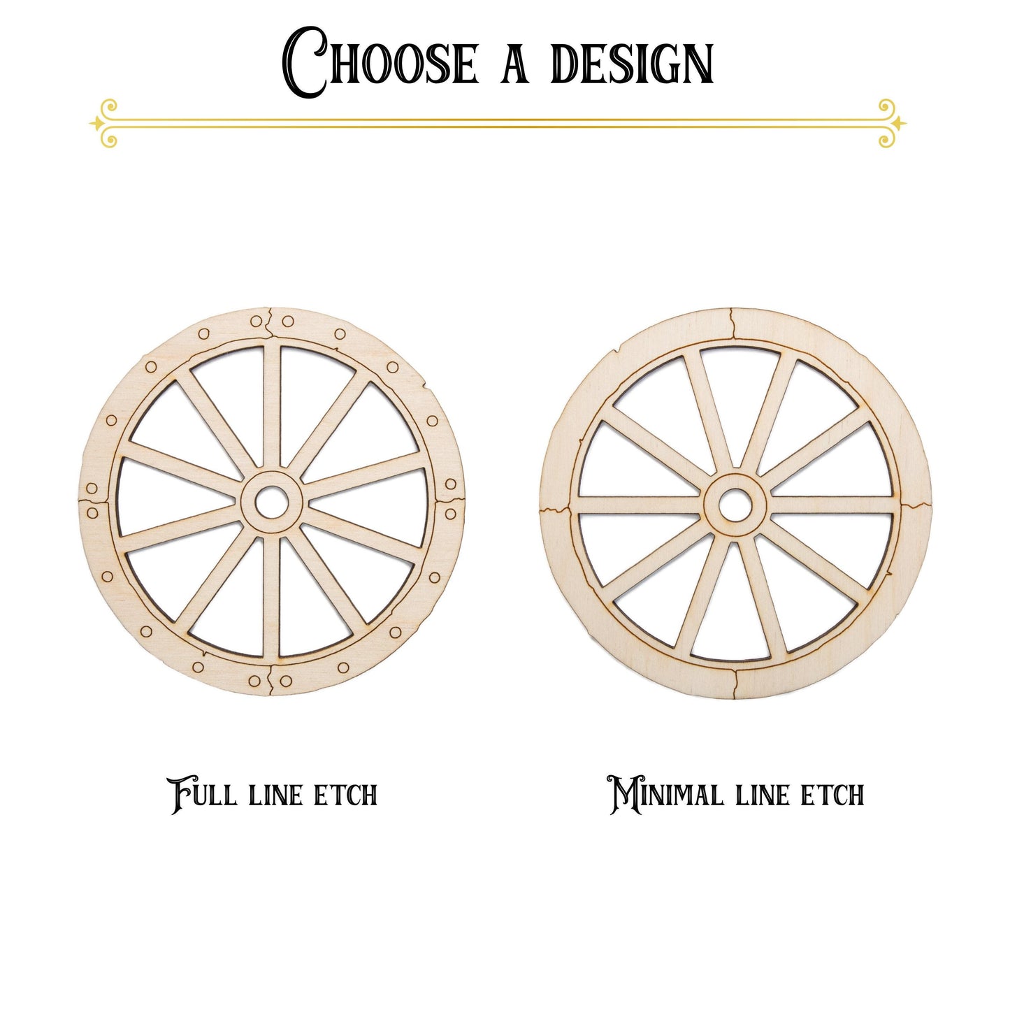 Wagon Wheel Wood Cutout - Laser Cut Unfinished Craft Shape - Multiple Sizes
