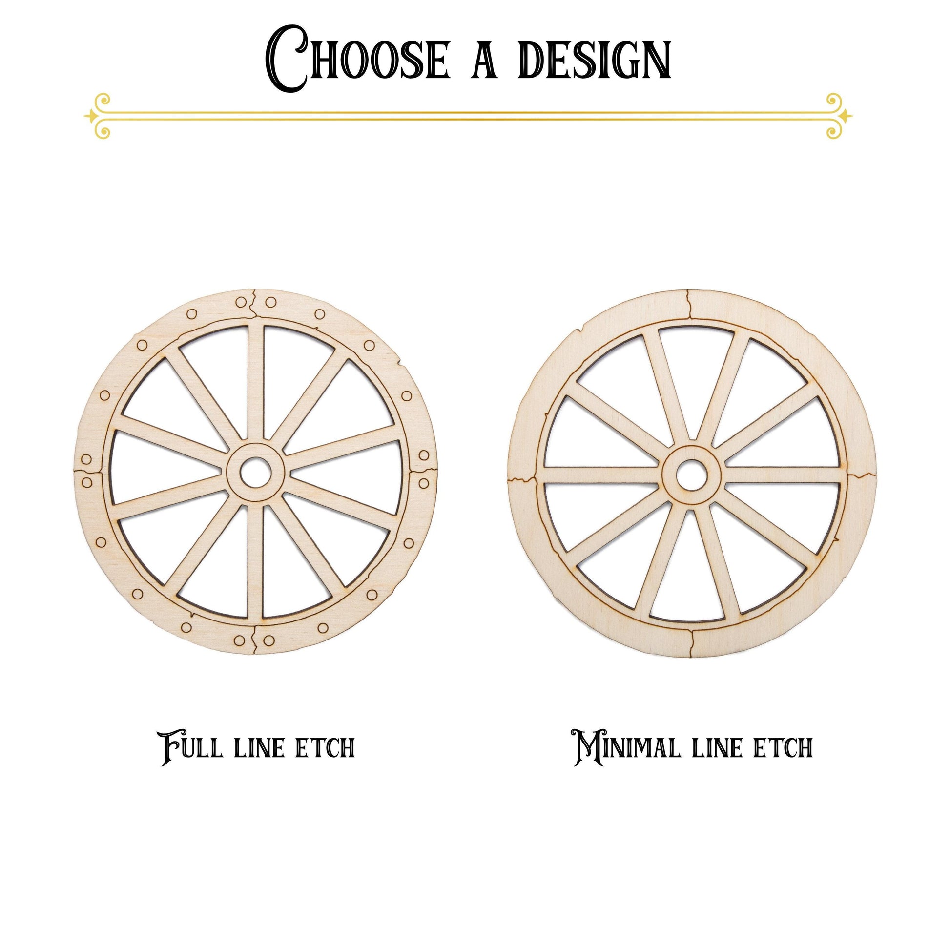 Wagon Wheel Wood Cutout - Laser Cut Unfinished Craft Shape - Multiple Sizes
