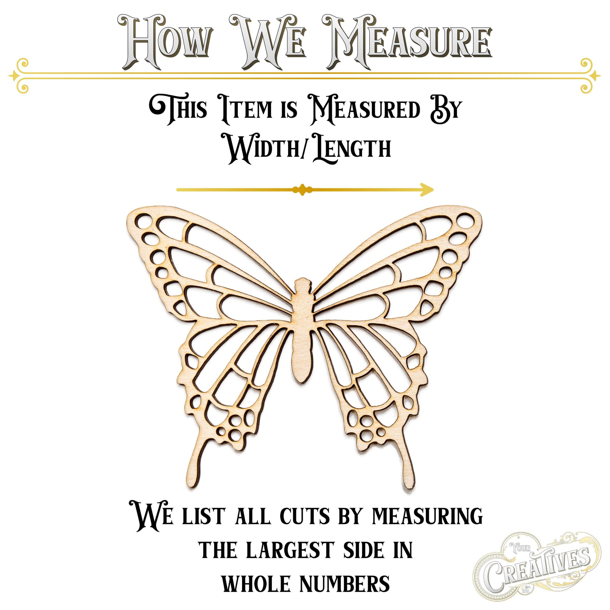 Tailed Butterfly Wood Cutout - Laser Cut Unfinished Craft Shape - Multiple Sizes