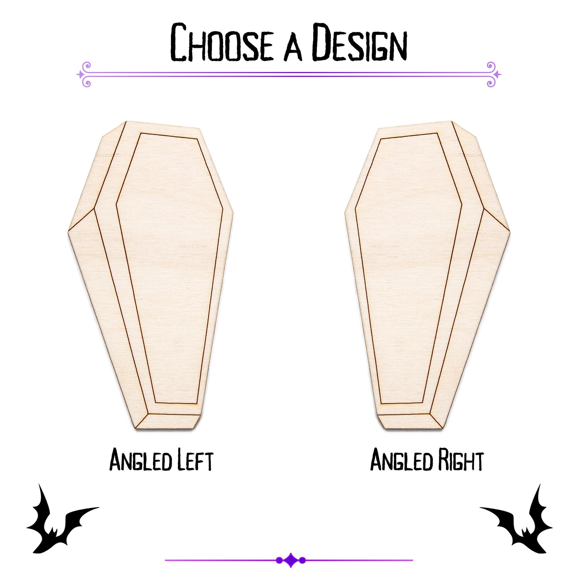 Angled Jeweled Coffin Wood Cutout - Laser Cut Unfinished Craft Shape - Multiple Sizes