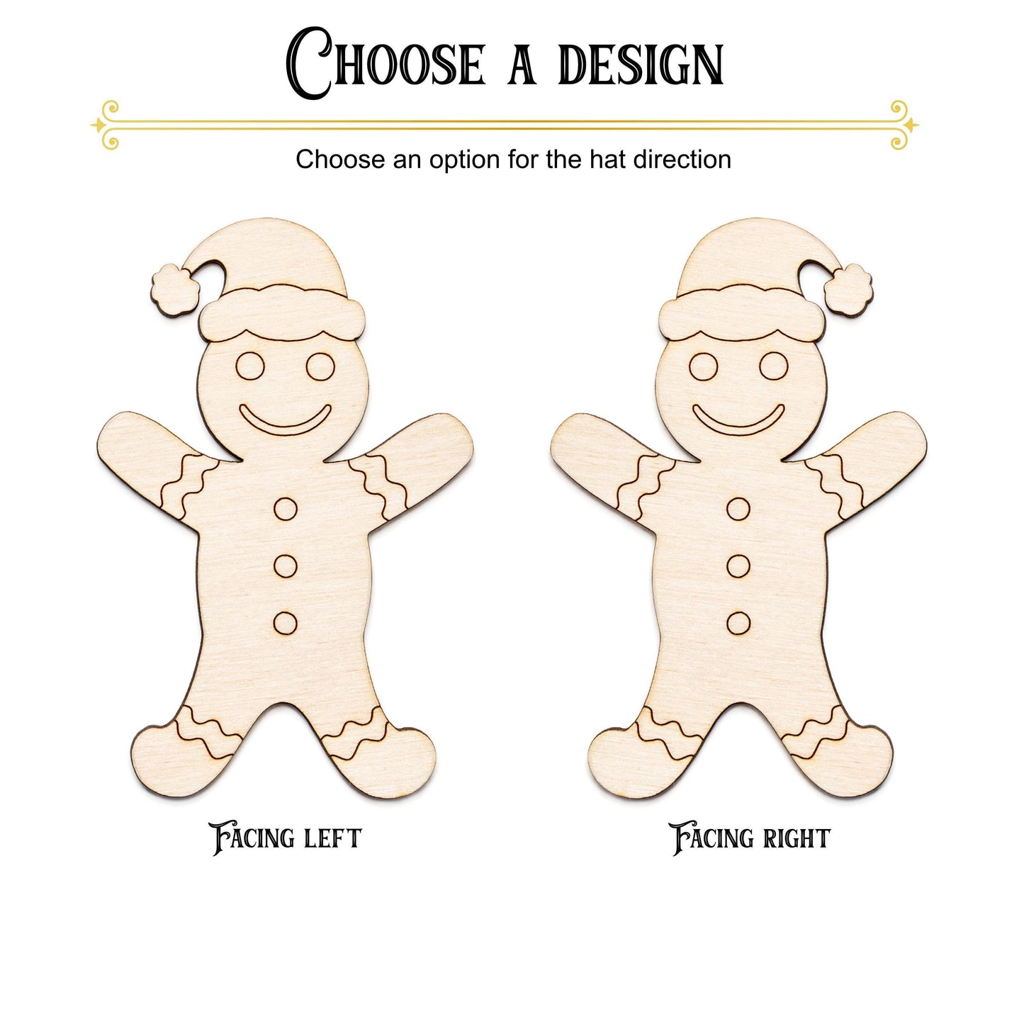 Holiday Gingerbread Man Detailed Wood Cutout - Laser Cut Unfinished Craft Shape - Multiple Sizes