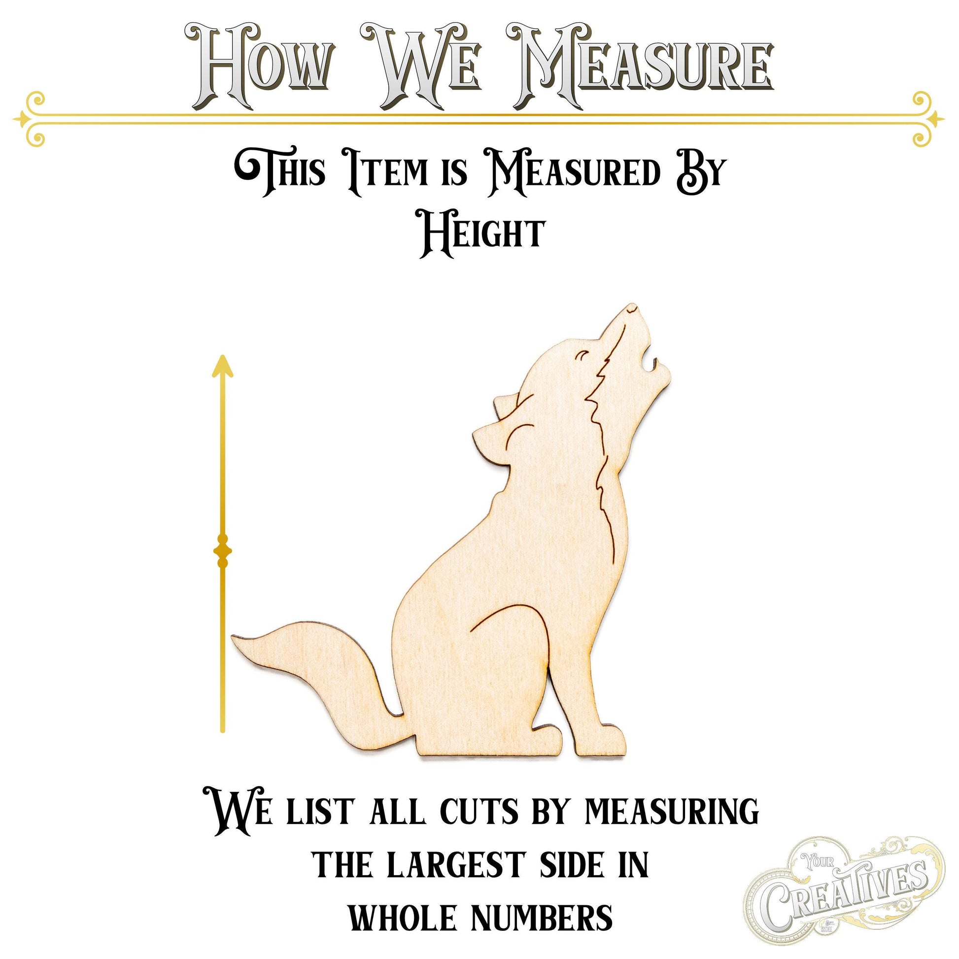 Howling Baby Wolf Wood Cutout - Laser Cut Unfinished Craft Shape - Multiple Sizes