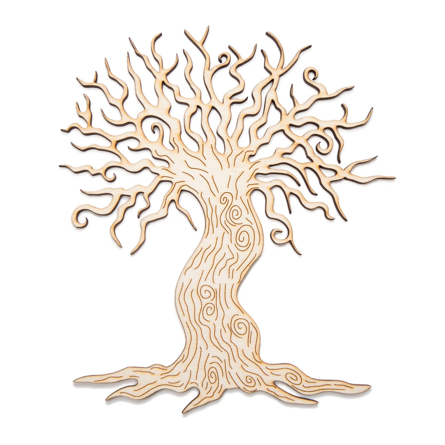 Spiral Dead Tree Wood Cutout - Laser Cut Unfinished Craft Shape - Multiple Sizes