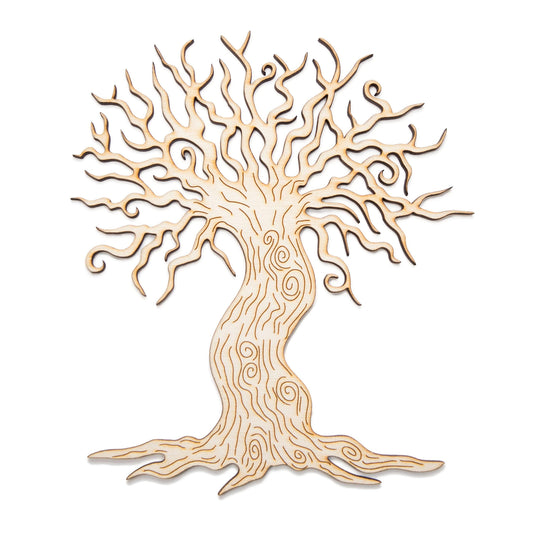 Spiral Dead Tree Wood Cutout - Laser Cut Unfinished Craft Shape - Multiple Sizes