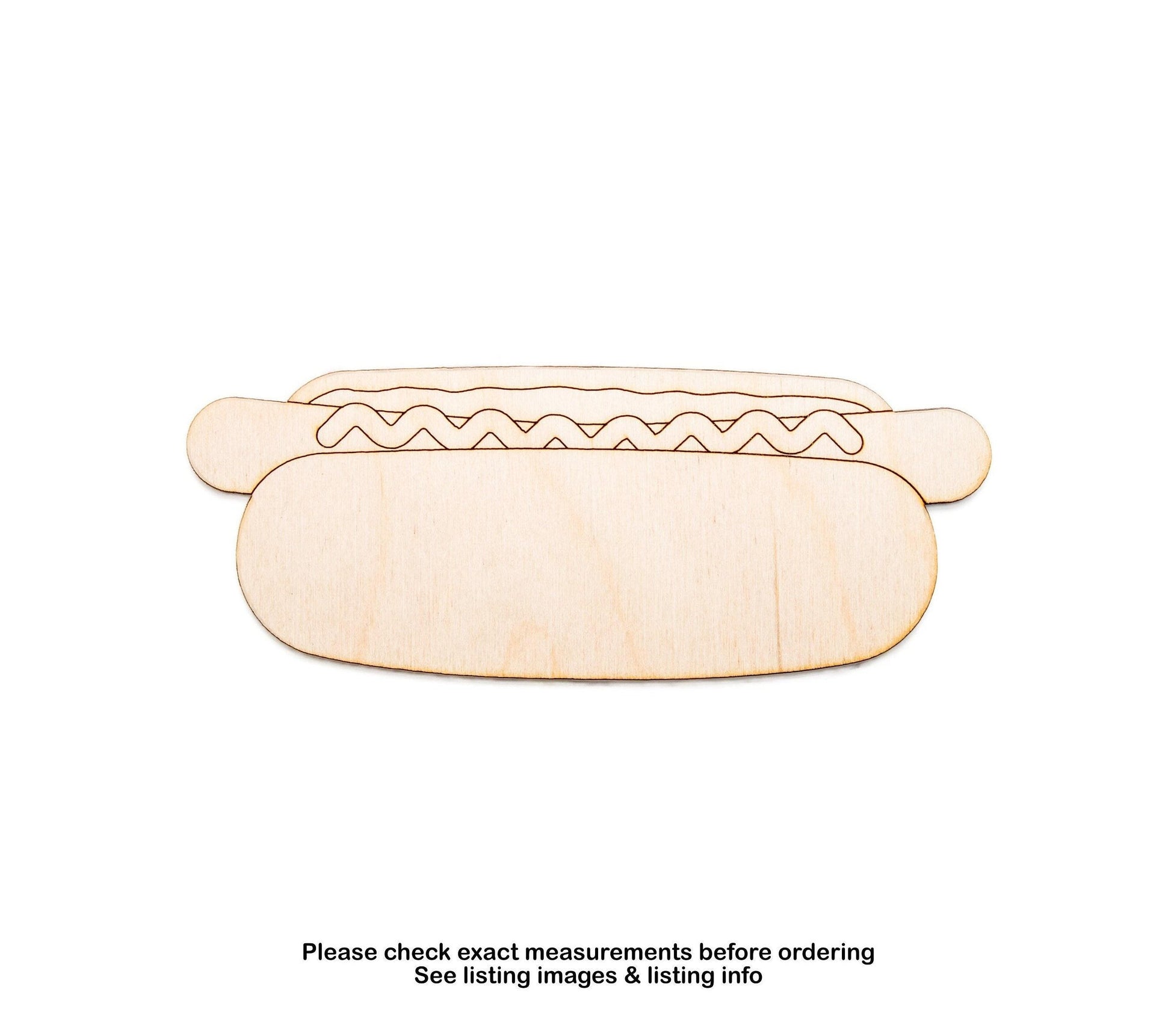 Hotdog Wood Cutout - Laser Cut Unfinished Craft Shape - Multiple Sizes