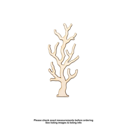 Tall Branch Coral Wood Cutout - Laser Cut Unfinished Craft Shape - Multiple Sizes