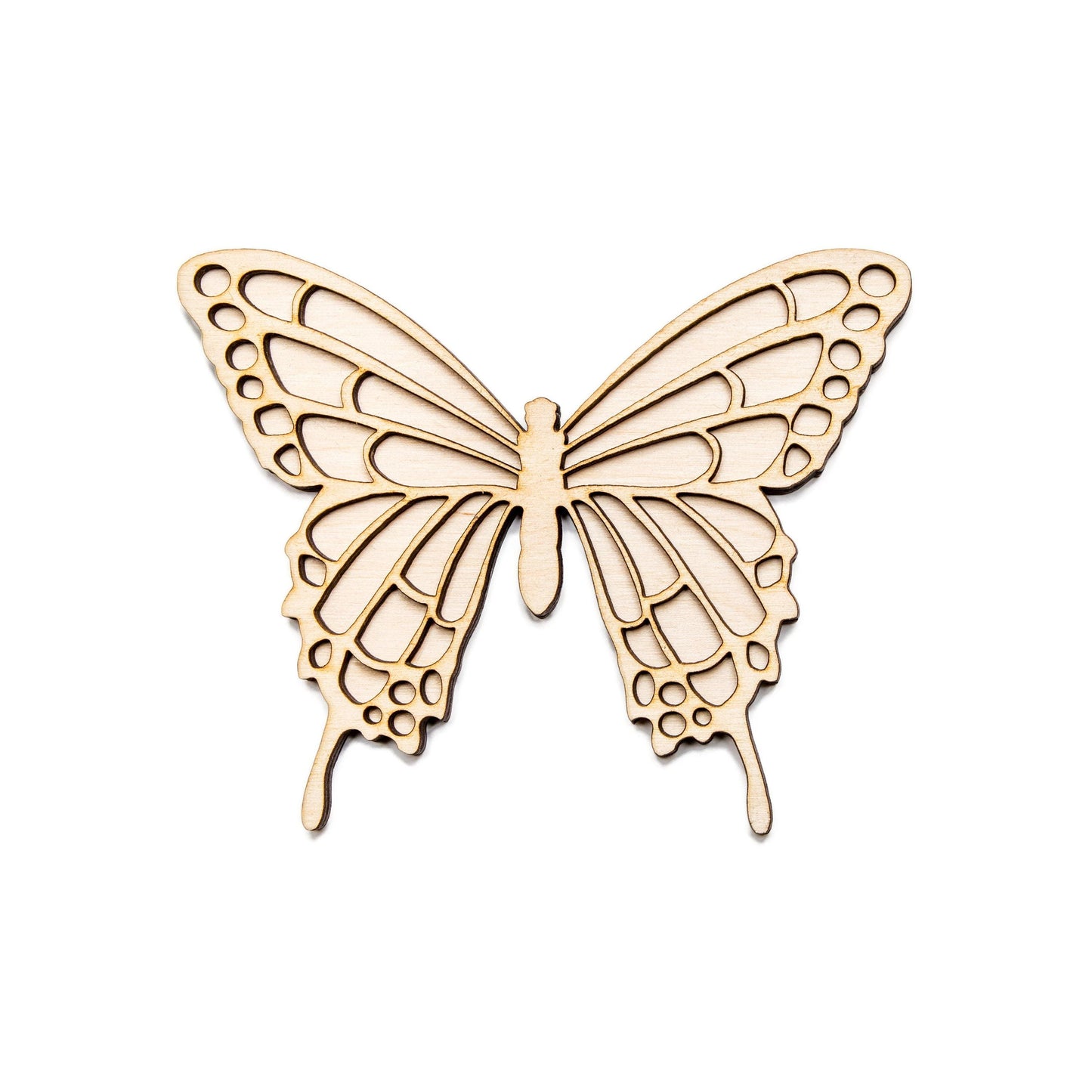 Tailed Butterfly Two Layer Wood Cutout - Laser Cut Unfinished Craft Shape - Multiple Sizes