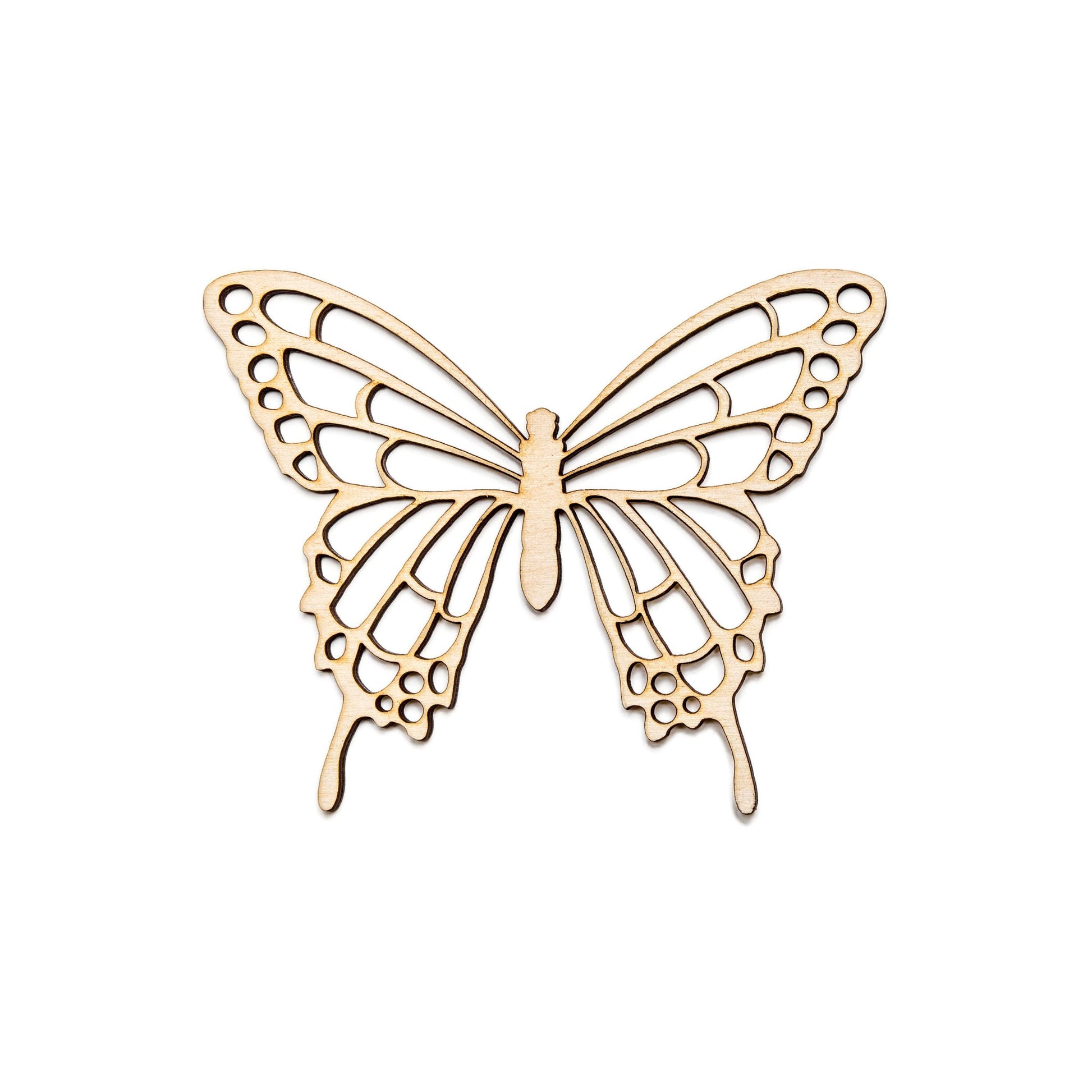 Tailed Butterfly Wood Cutout - Laser Cut Unfinished Craft Shape - Multiple Sizes