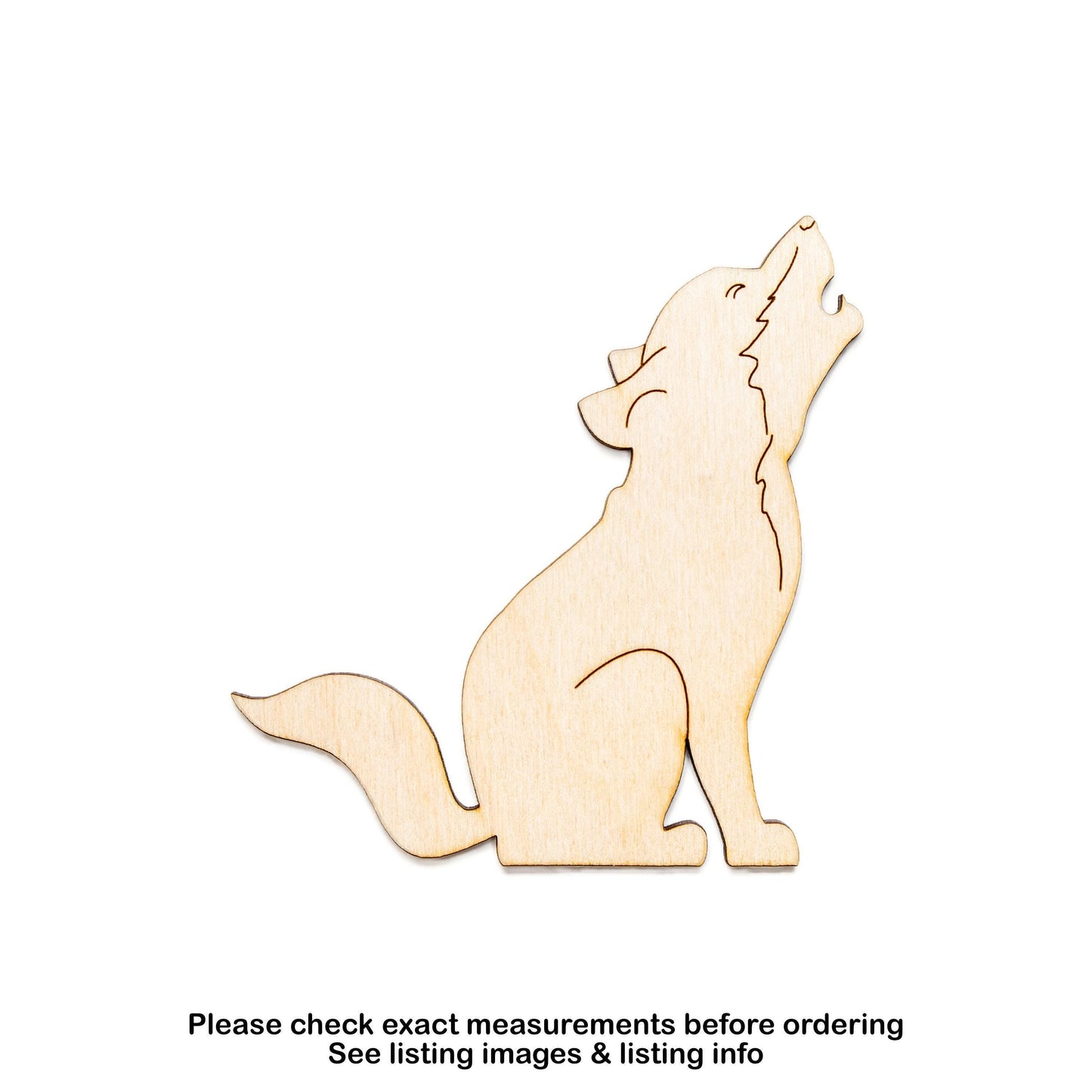 Howling Baby Wolf Wood Cutout - Laser Cut Unfinished Craft Shape - Multiple Sizes