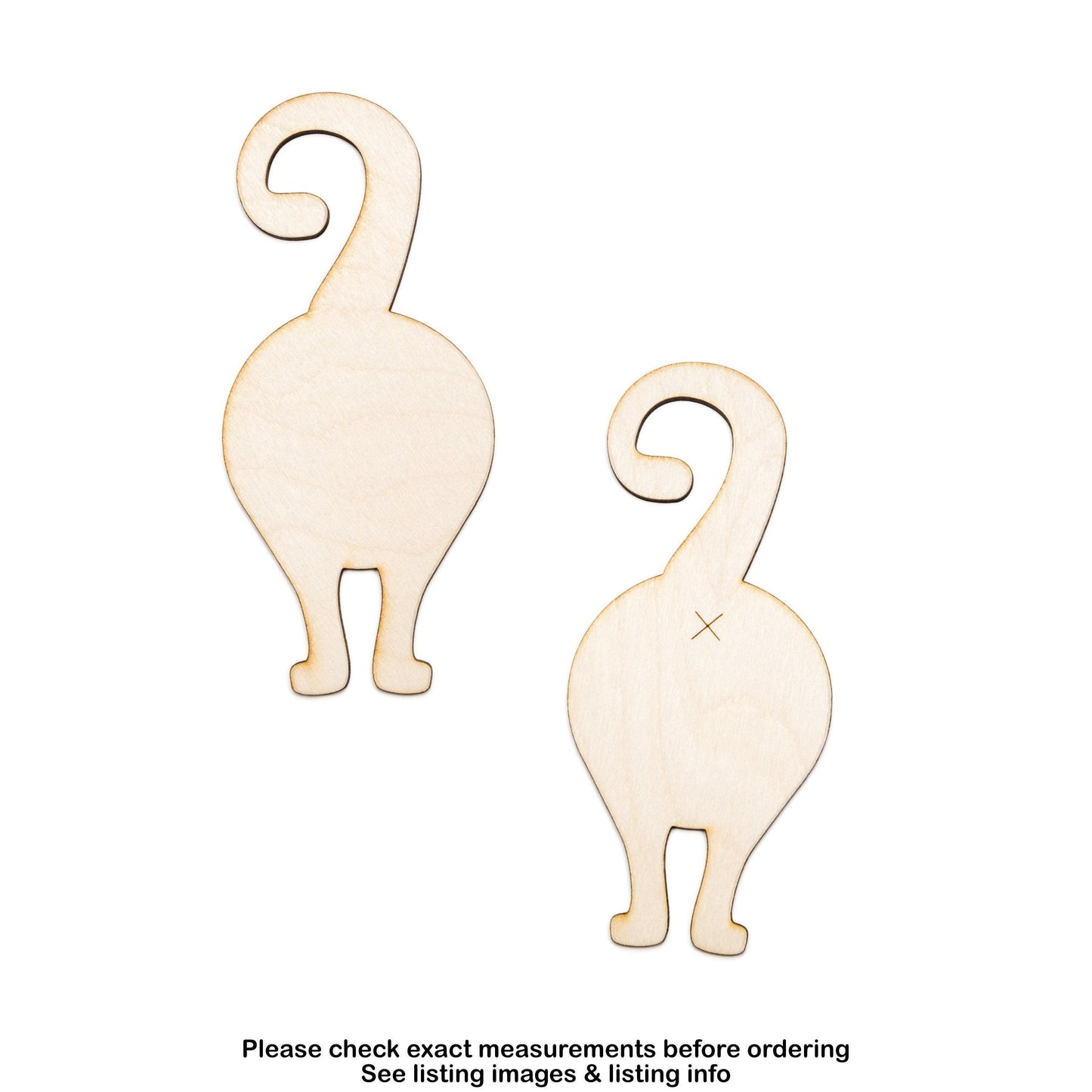 Cat Butt Wood Cutout - Laser Cut Unfinished Craft Shape - Multiple Sizes