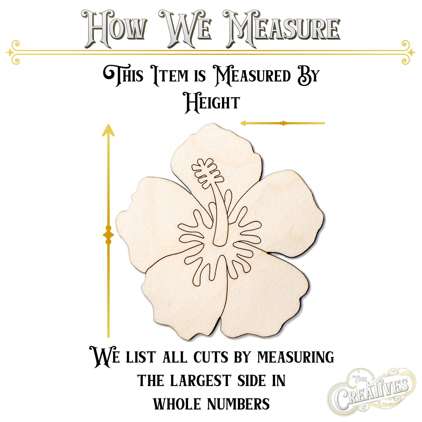 Tropical Flower Hibiscus Detailed Wood Cutout - Laser Cut Unfinished Craft Shape - Multiple Sizes