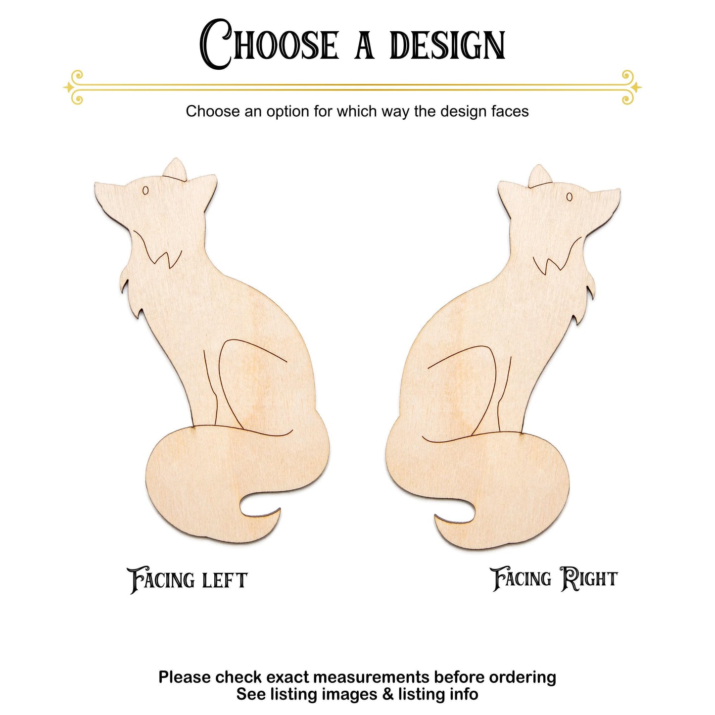 Sitting Fox Detailed Wood Cutout - Laser Cut Unfinished Craft Shape - Multiple Sizes