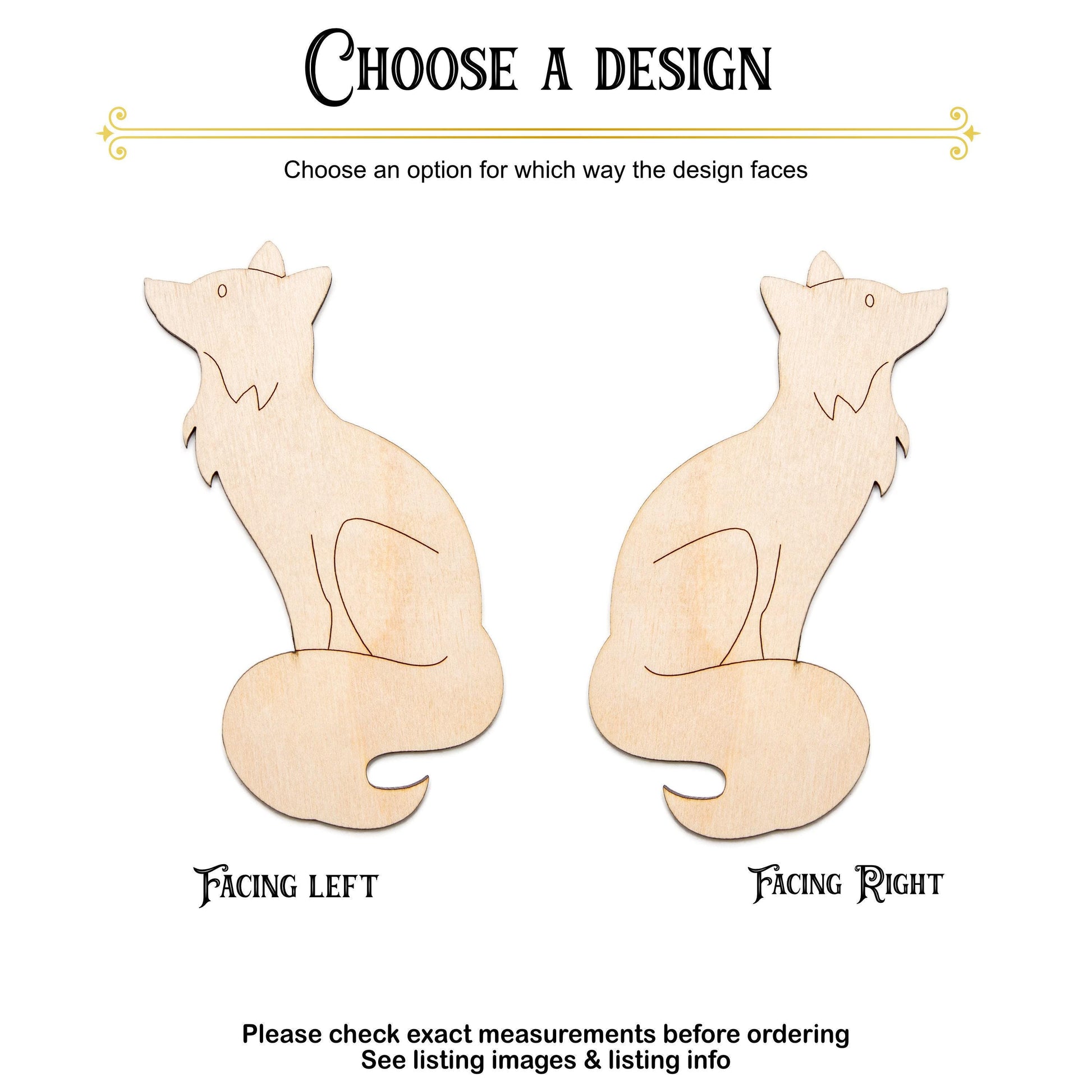Sitting Fox Detailed Wood Cutout - Laser Cut Unfinished Craft Shape - Multiple Sizes