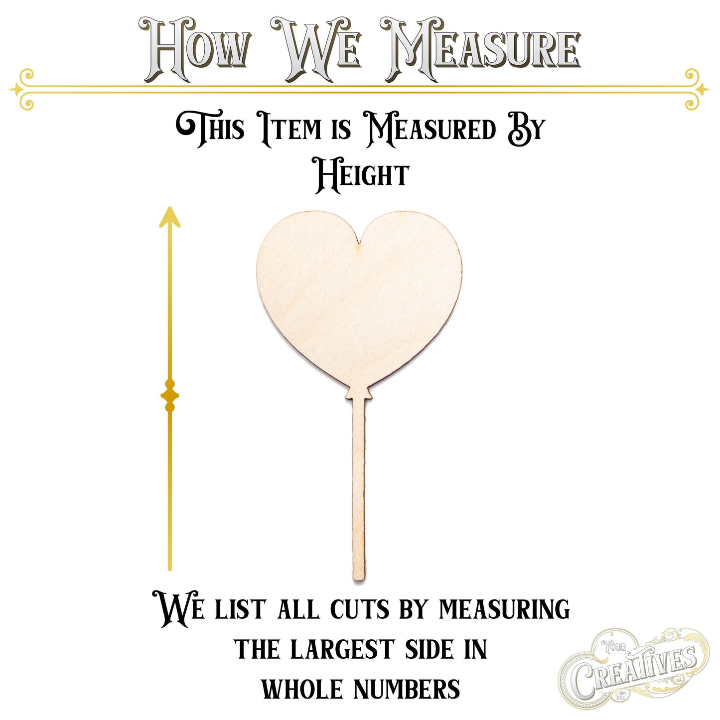 Heart Balloon With String Wood Cutout - Laser Cut Unfinished Craft Shape - Multiple Sizes