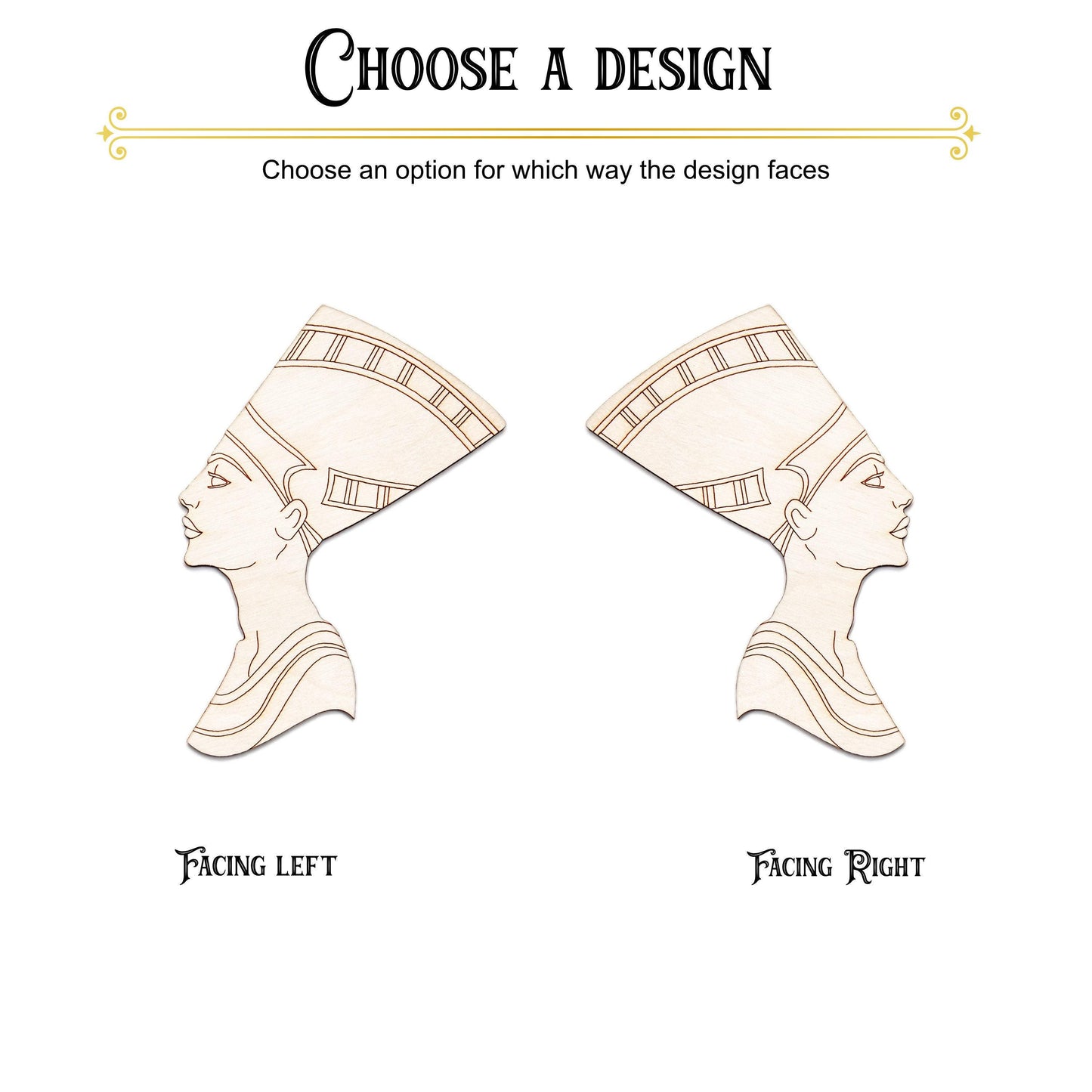 Nefertiti Bust Detailed Wood Cutout - Laser Cut Unfinished Craft Shape - Multiple Sizes