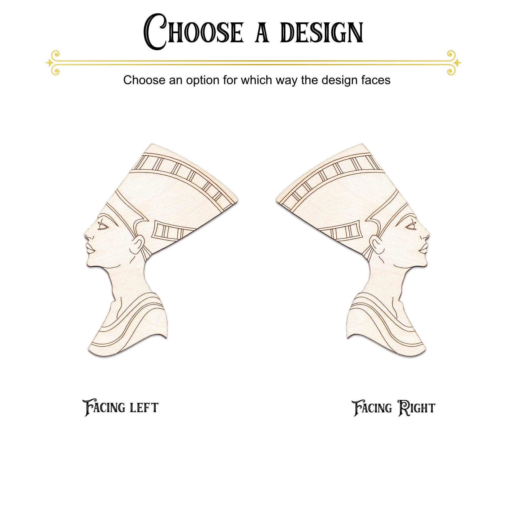 Nefertiti Bust Detailed Wood Cutout - Laser Cut Unfinished Craft Shape - Multiple Sizes