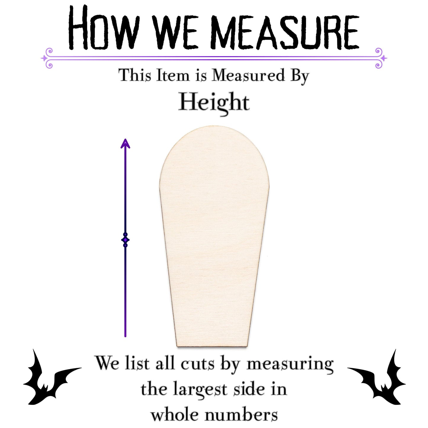 Classic Round Slim Tombstone Blank Wood Cutout - Laser Cut Unfinished Craft Shape - Multiple Sizes