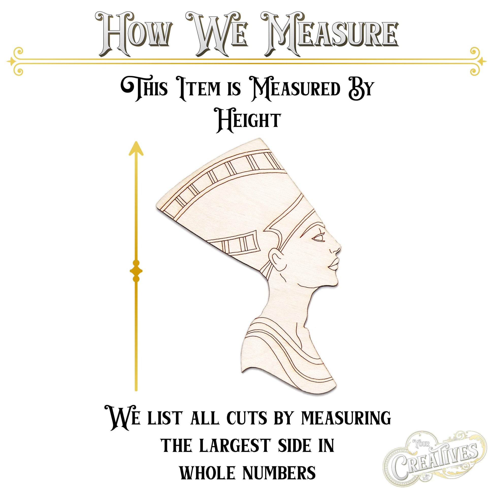 Nefertiti Bust Detailed Wood Cutout - Laser Cut Unfinished Craft Shape - Multiple Sizes
