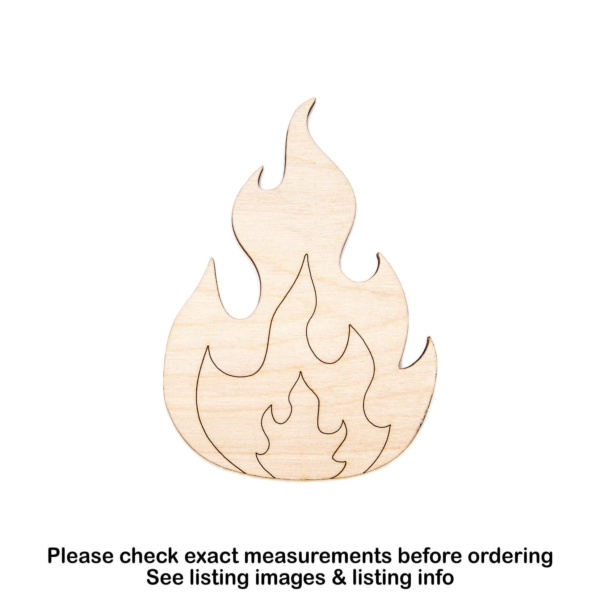 Fire Detailed Wood Cutout - Laser Cut Unfinished Craft Shape - Multiple Sizes