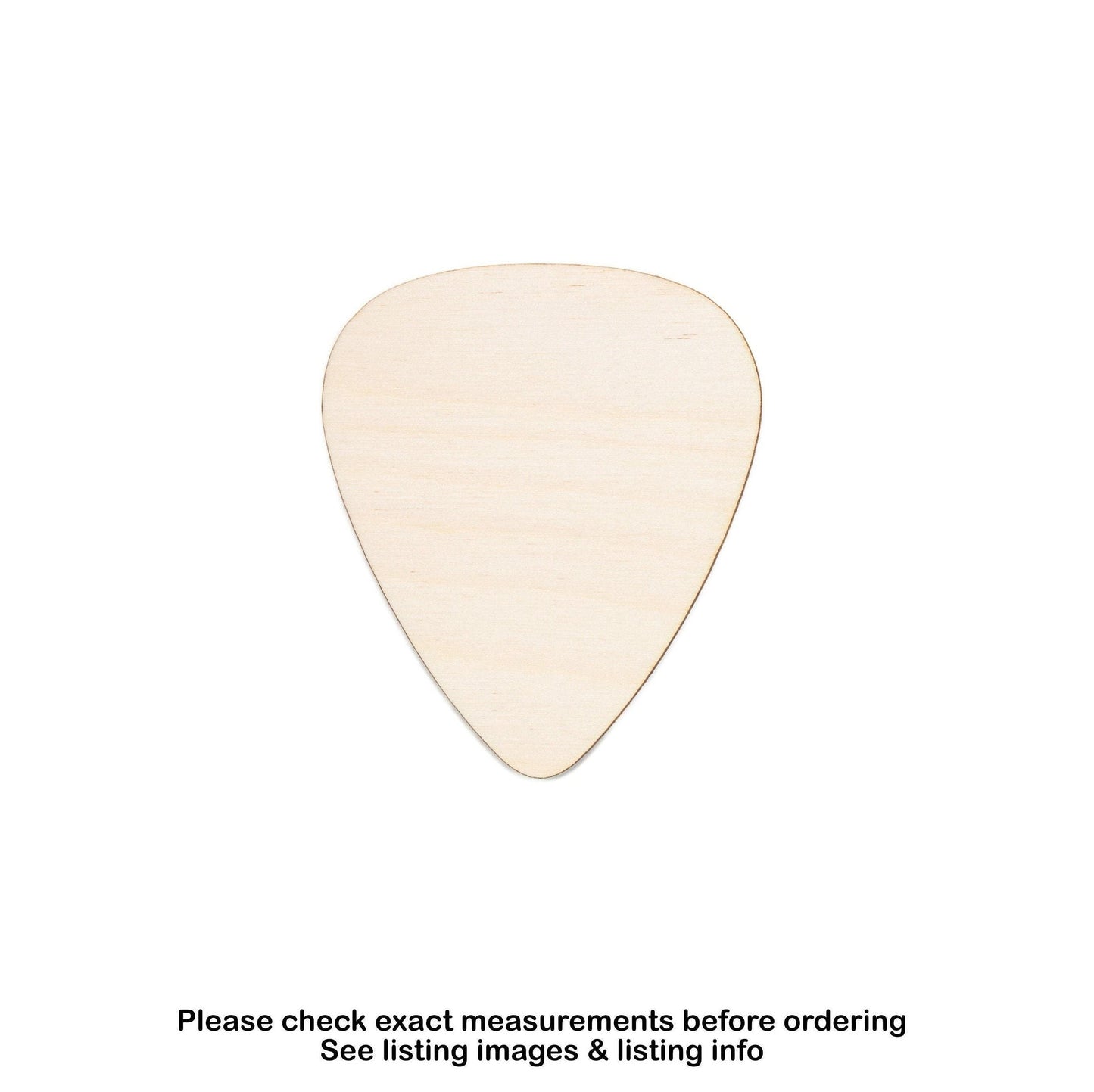 Guitar Pick Blank Wood Cutout - Laser Cut Unfinished Craft Shape - Multiple Sizes