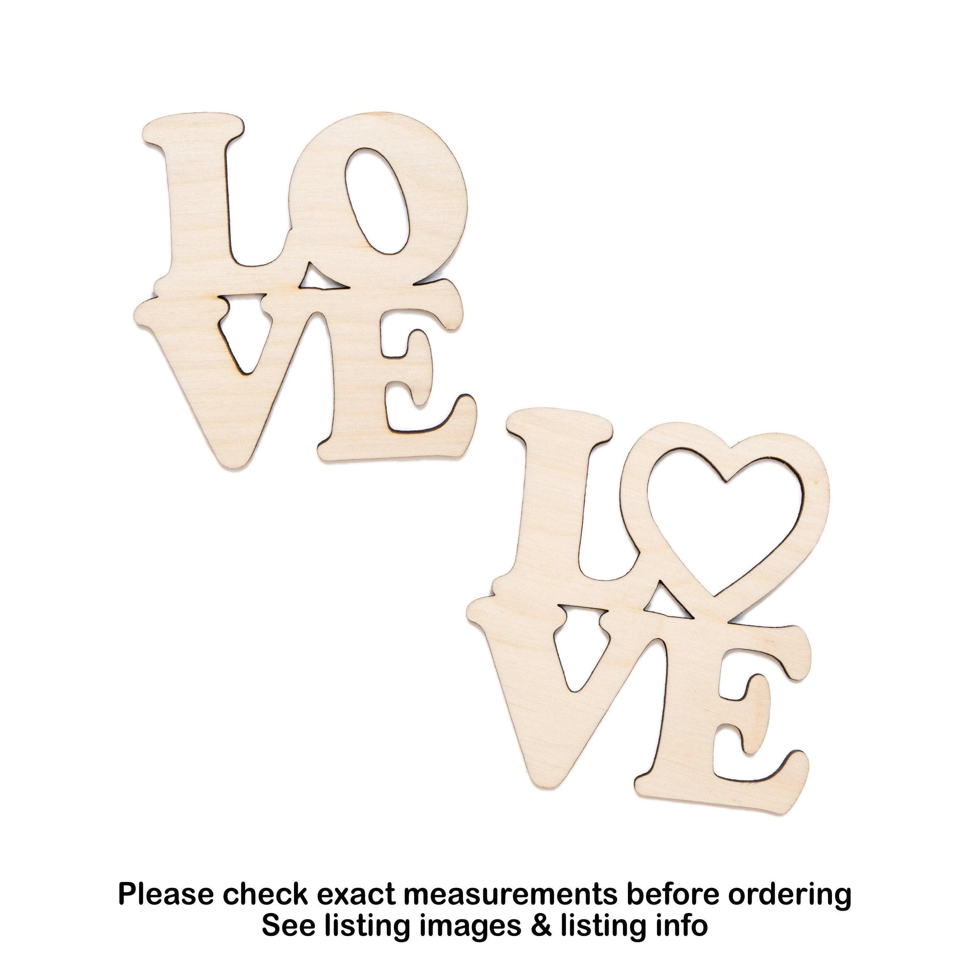 Love Word Stacked Wood Cutout - Laser Cut Unfinished Craft Shape - Multiple Sizes