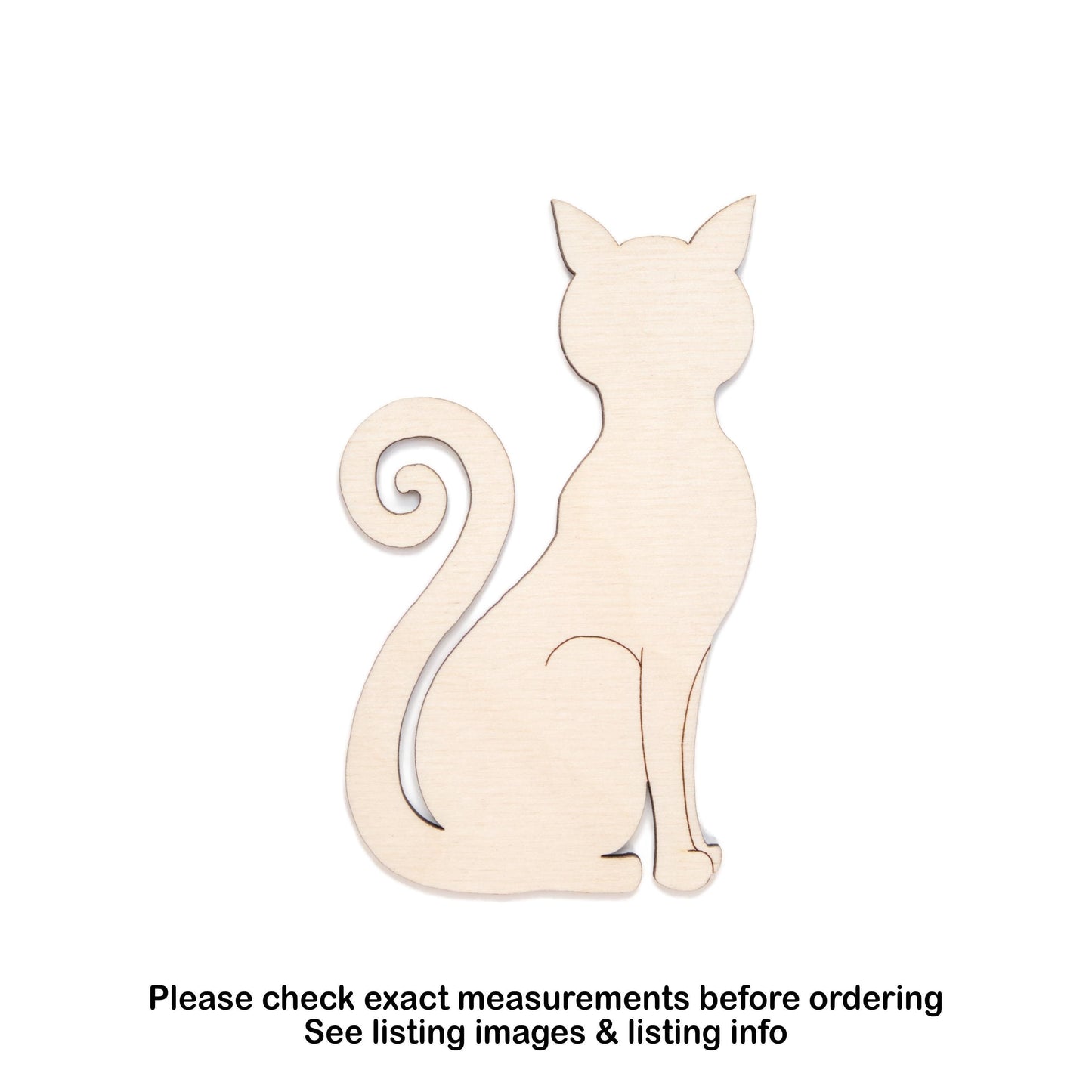Sitting Cat Wood Cutout - Laser Cut Unfinished Craft Shape - Multiple Sizes