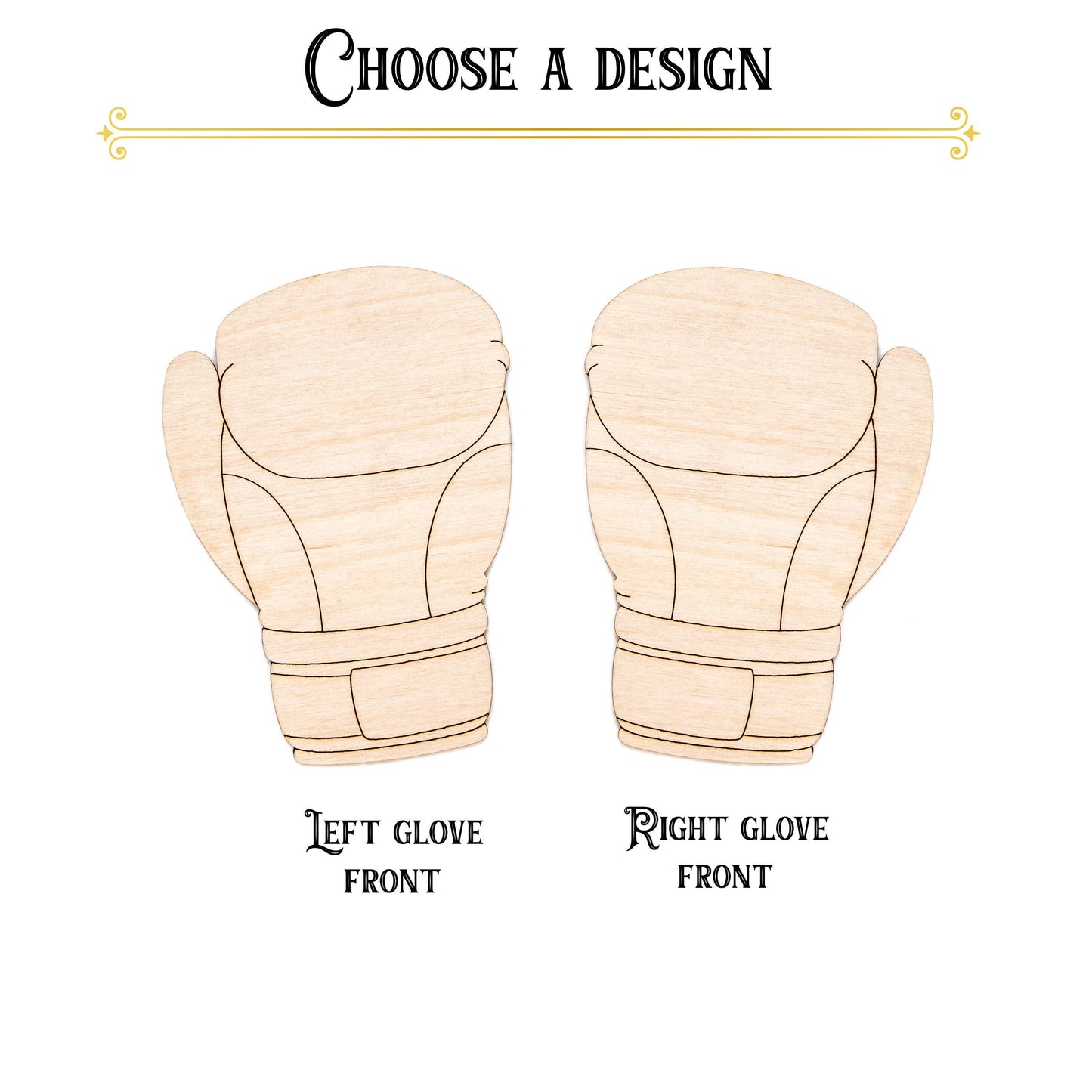 Boxing Glove Front Side Wood Cutout - Laser Cut Unfinished Craft Shape - Multiple Sizes
